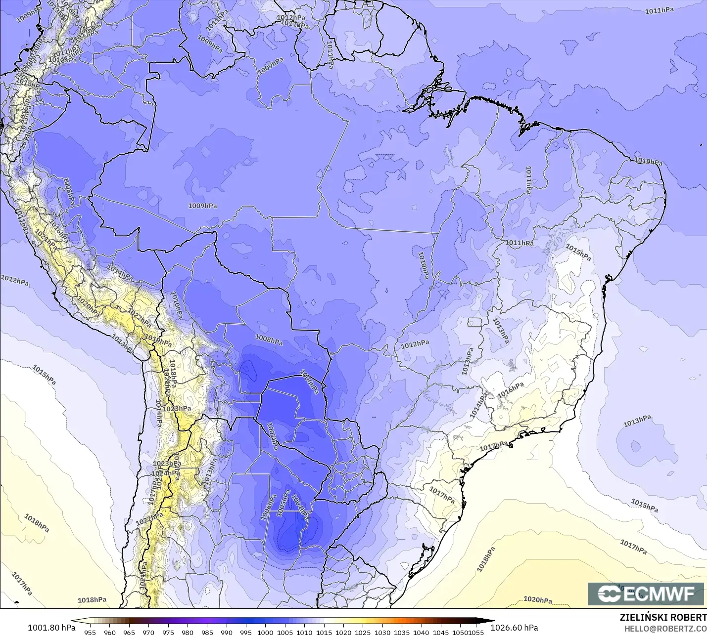 ECMWF IFS 0.25° نموذج - البرازيل, الضغط