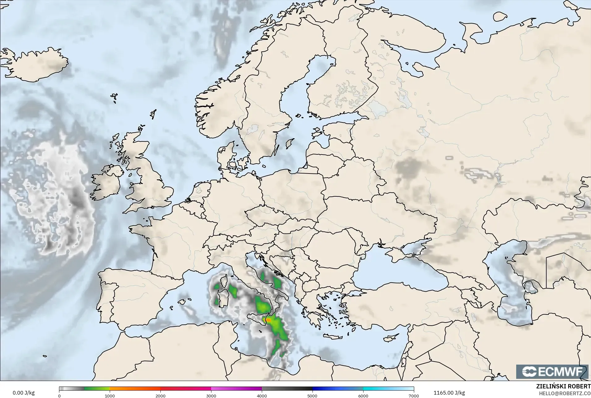 ECMWF IFS 0.25° نموذج - أوروبا, CAPE