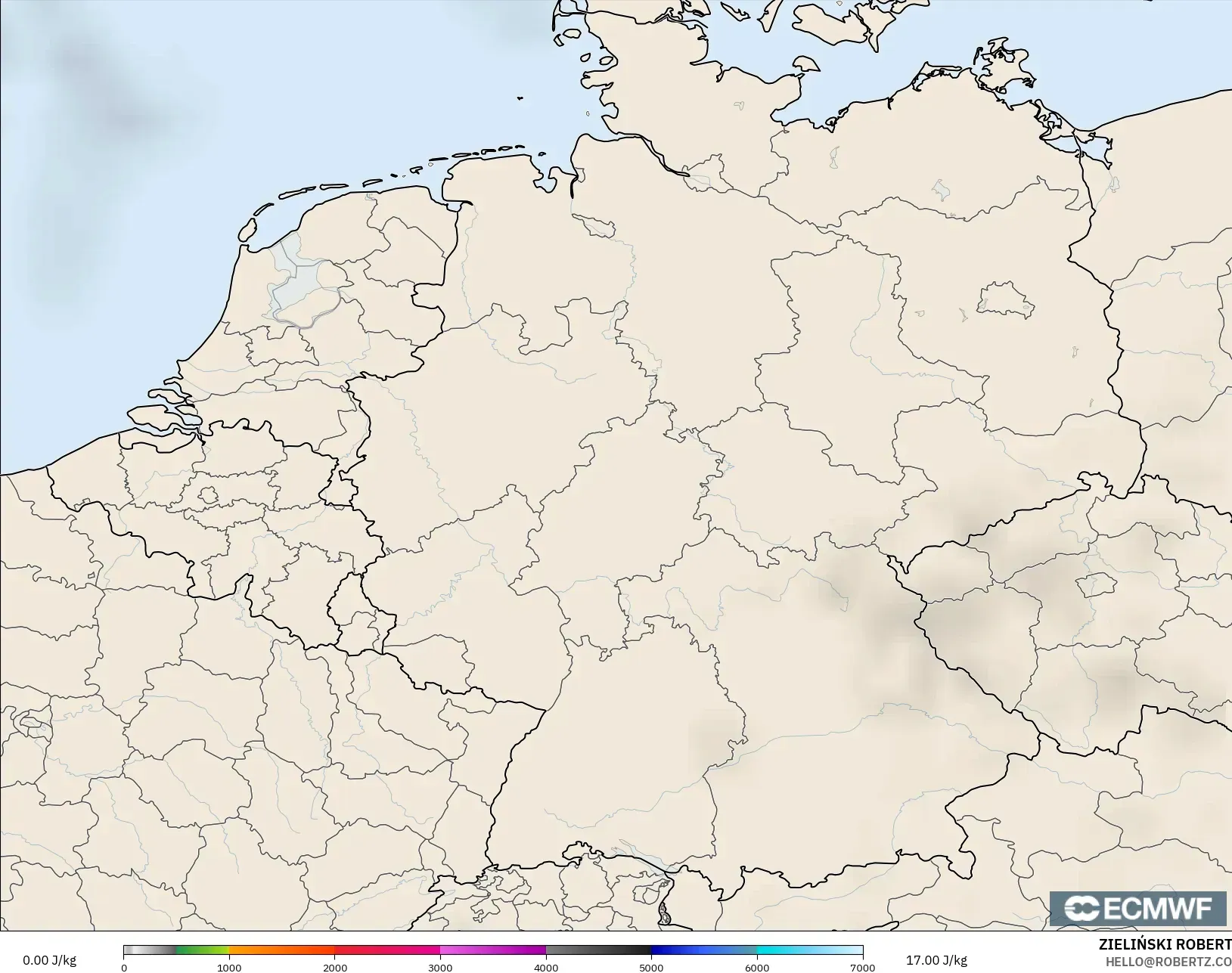 ECMWF IFS 0.25° model - Germany, CAPE