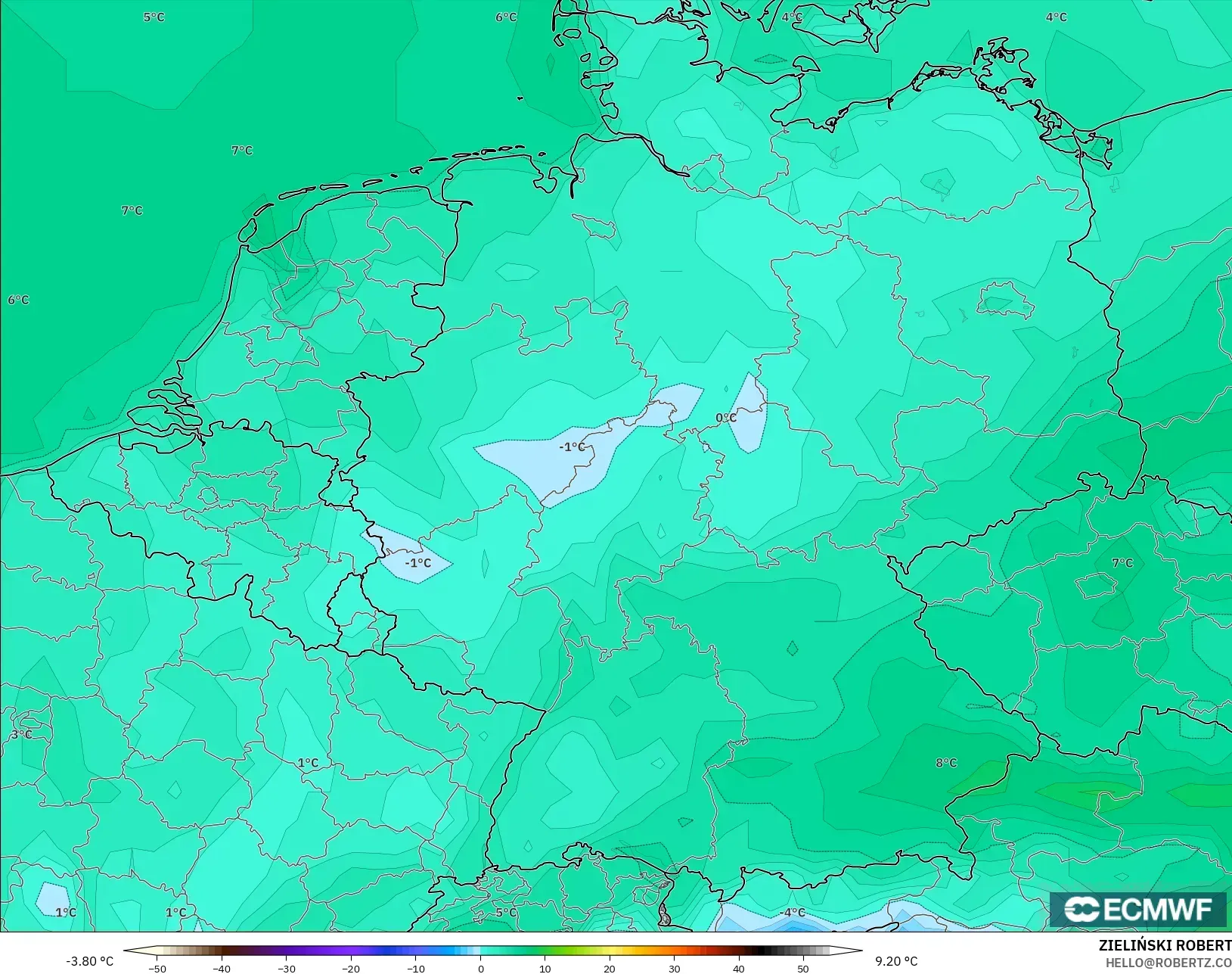 ECMWF IFS 0.25° نموذج - ألمانيا, نقطة الندى 2 م