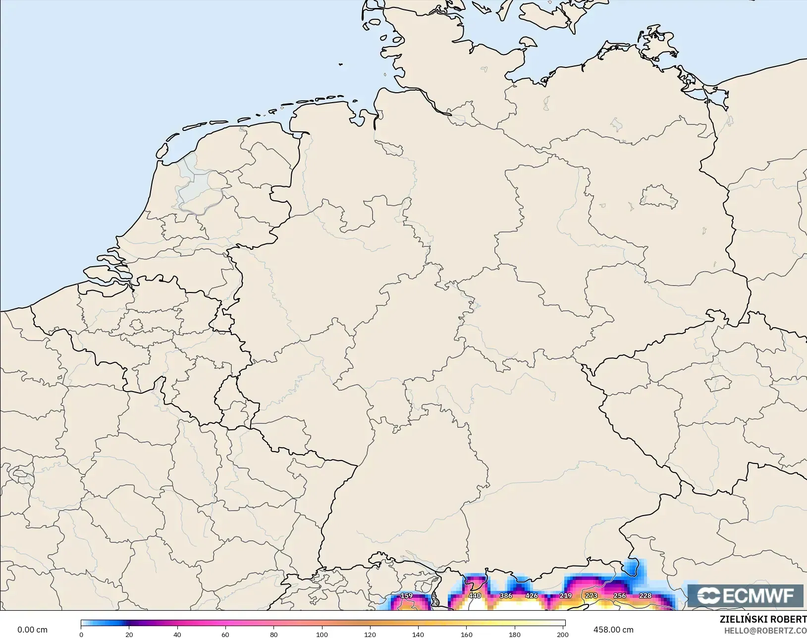 ECMWF IFS 0.25° نموذج - ألمانيا, عمق الثلج