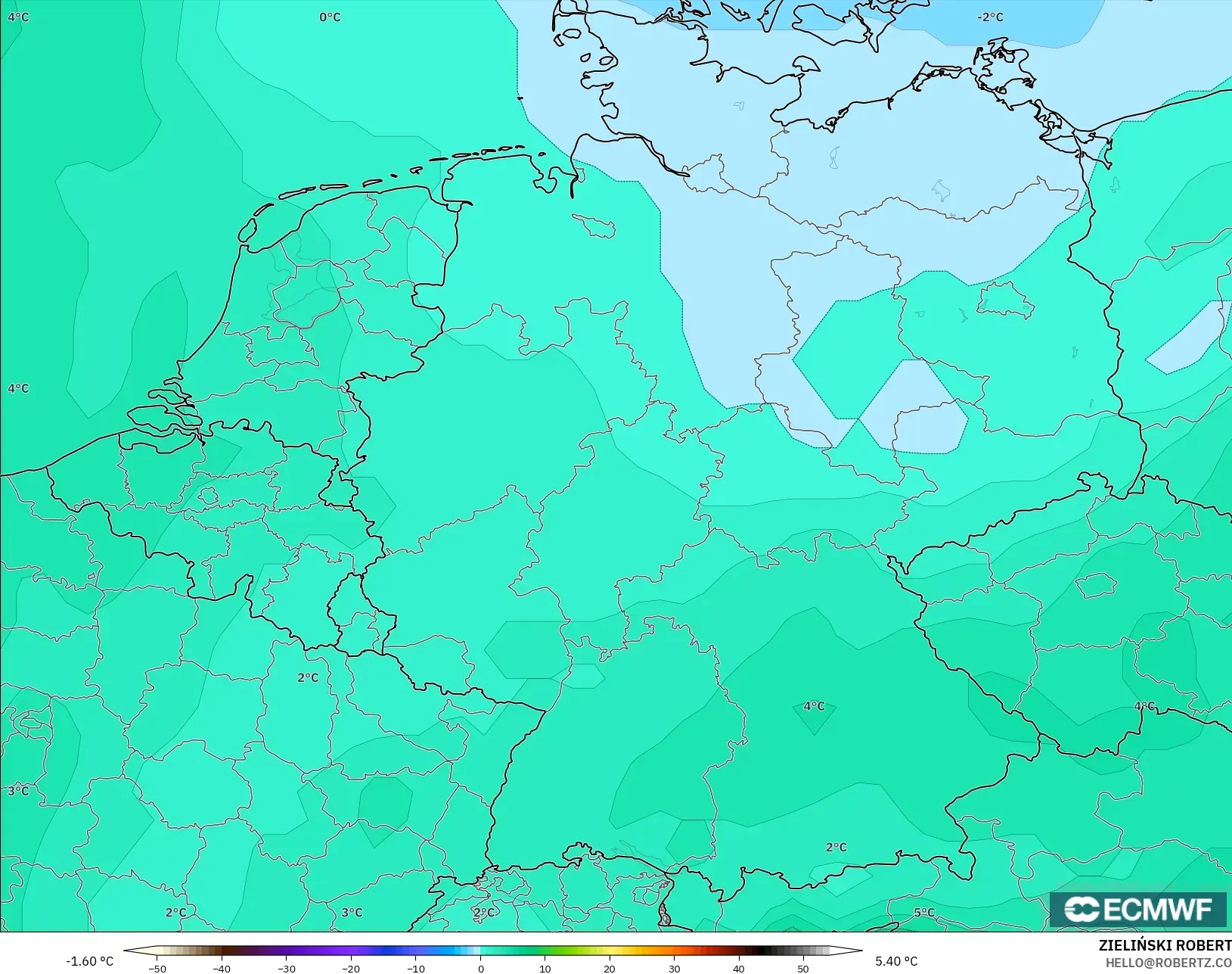 ECMWF IFS 0.25° نموذج - ألمانيا, درجة الحرارة 850 hPa