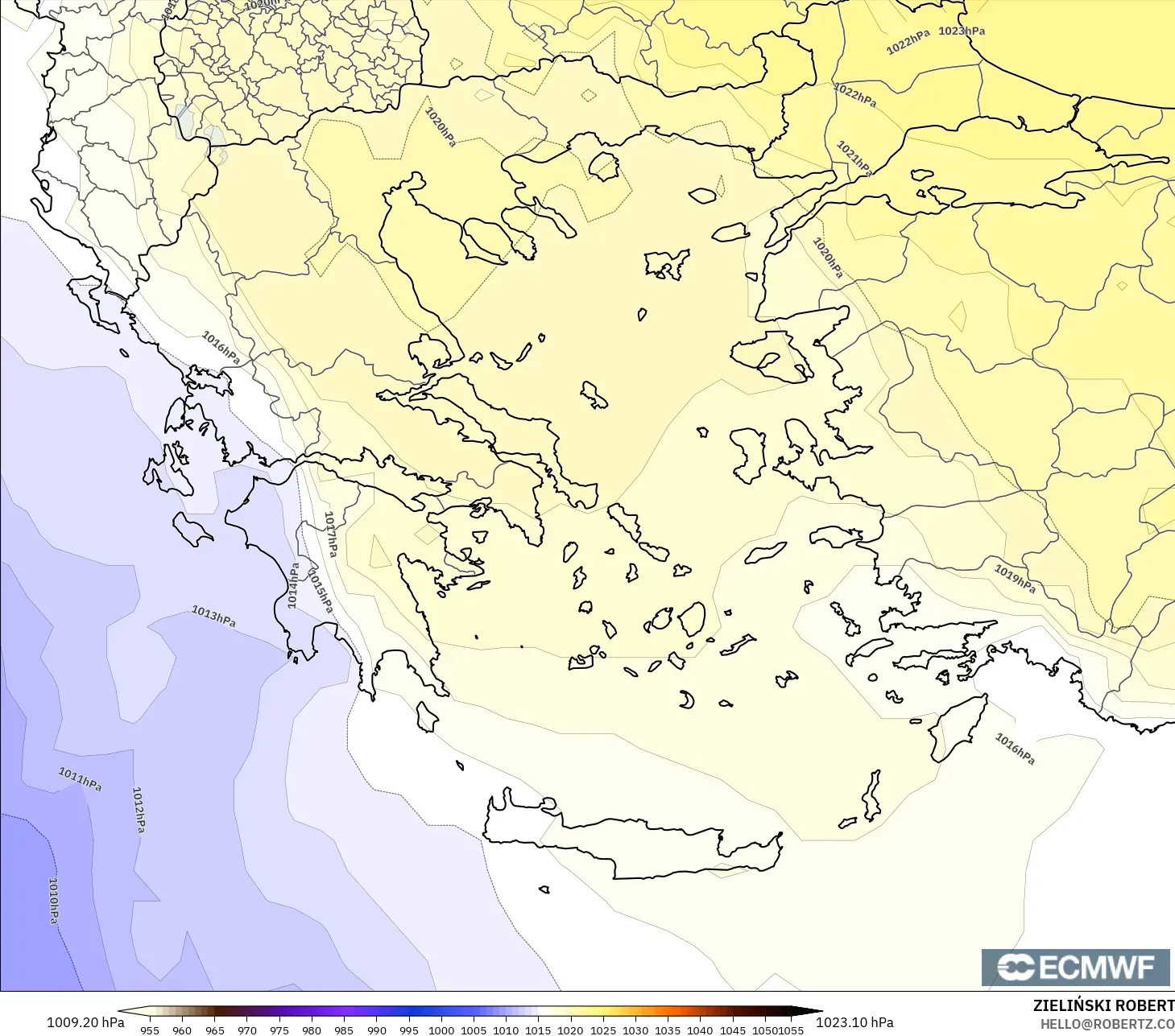 ECMWF IFS 0.25° نموذج - اليونان, الضغط