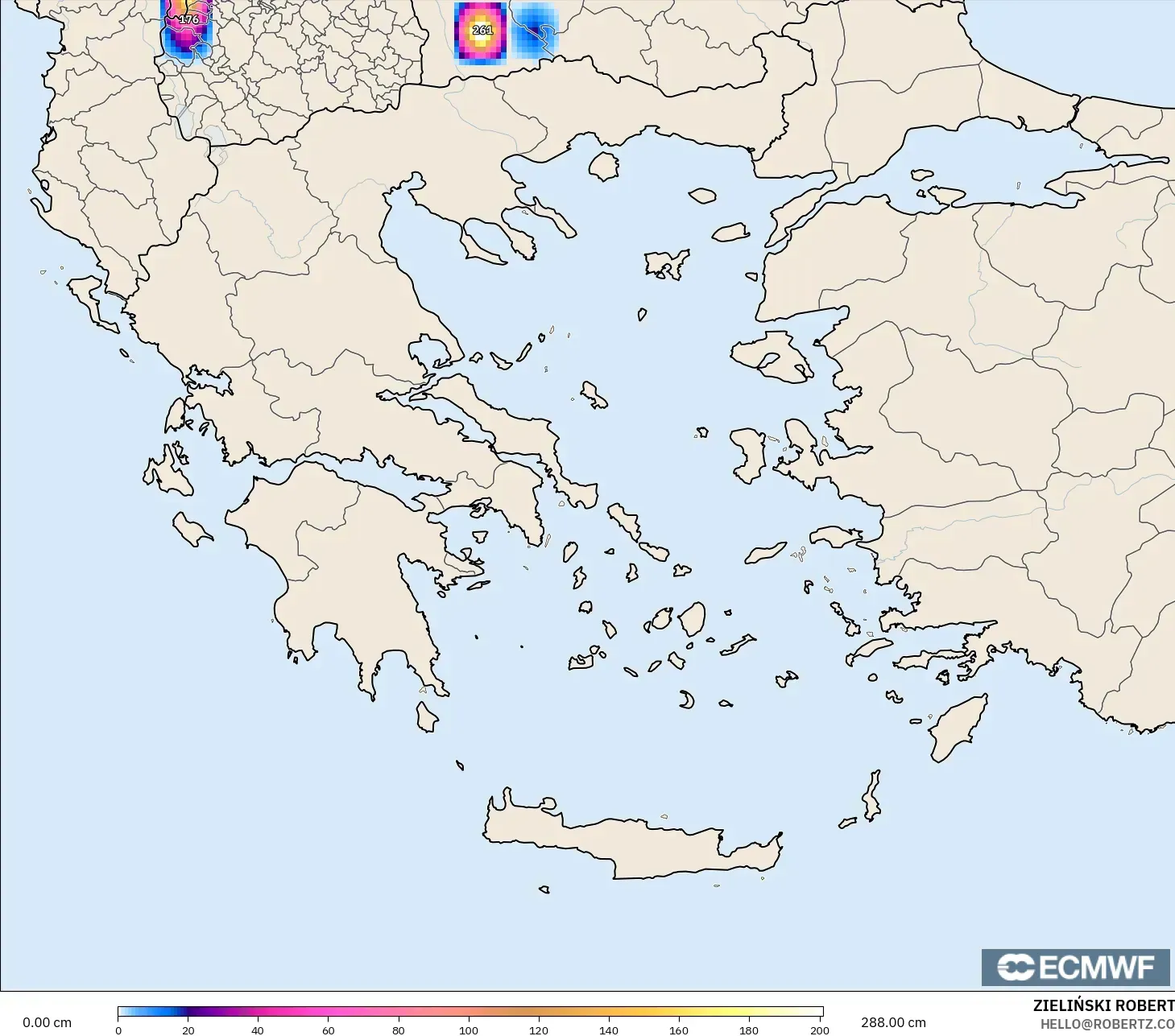 ECMWF IFS 0.25° نموذج - اليونان, عمق الثلج