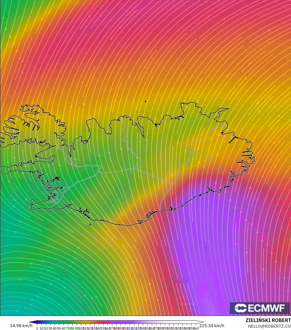 ECMWF IFS 0.25° نموذج - آيسلندا, رياح 300 hPa (تيار نفاث)