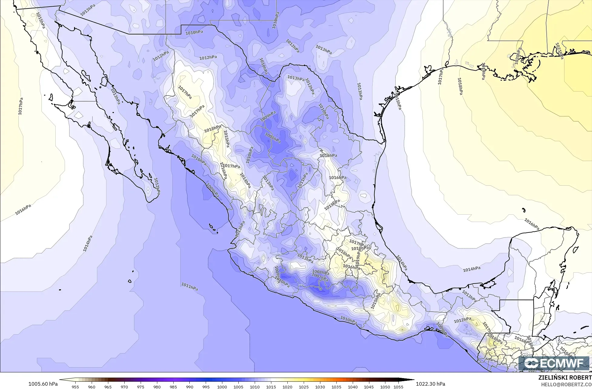 ECMWF IFS 0.25° نموذج - المكسيك, الضغط