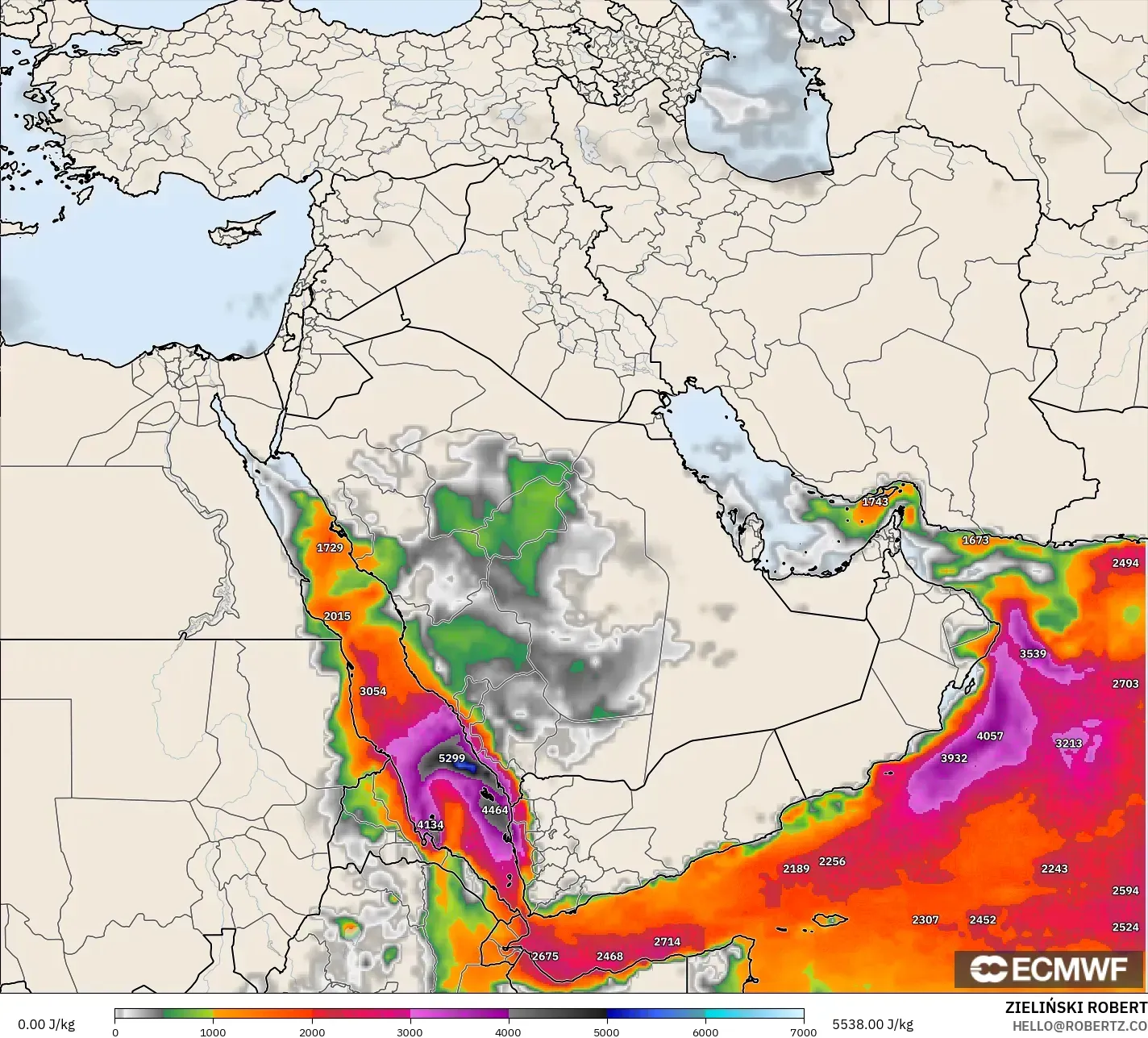ECMWF IFS 0.25° نموذج - الشرق الأوسط, CAPE