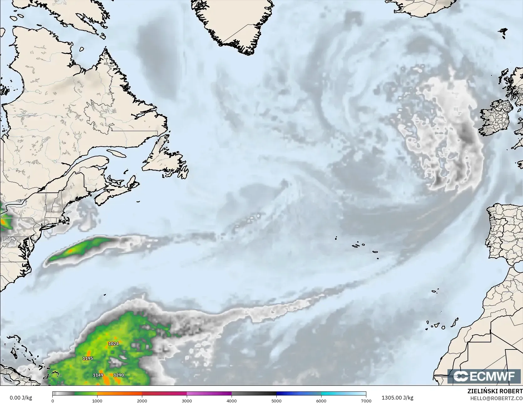 ECMWF IFS 0.25° نموذج - شمال الأطلسي, CAPE