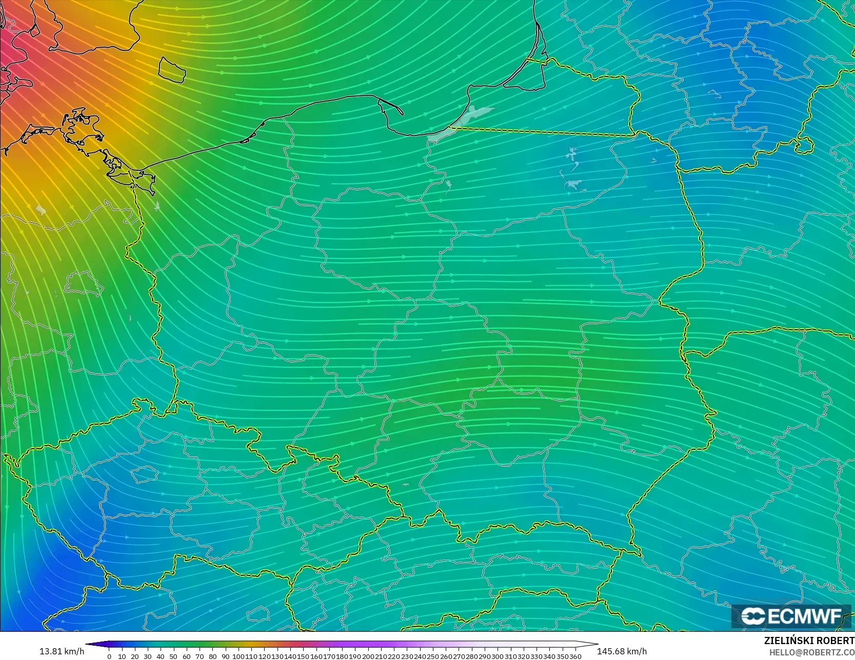 ECMWF IFS 0.25° نموذج - بولندا, رياح 300 hPa (تيار نفاث)