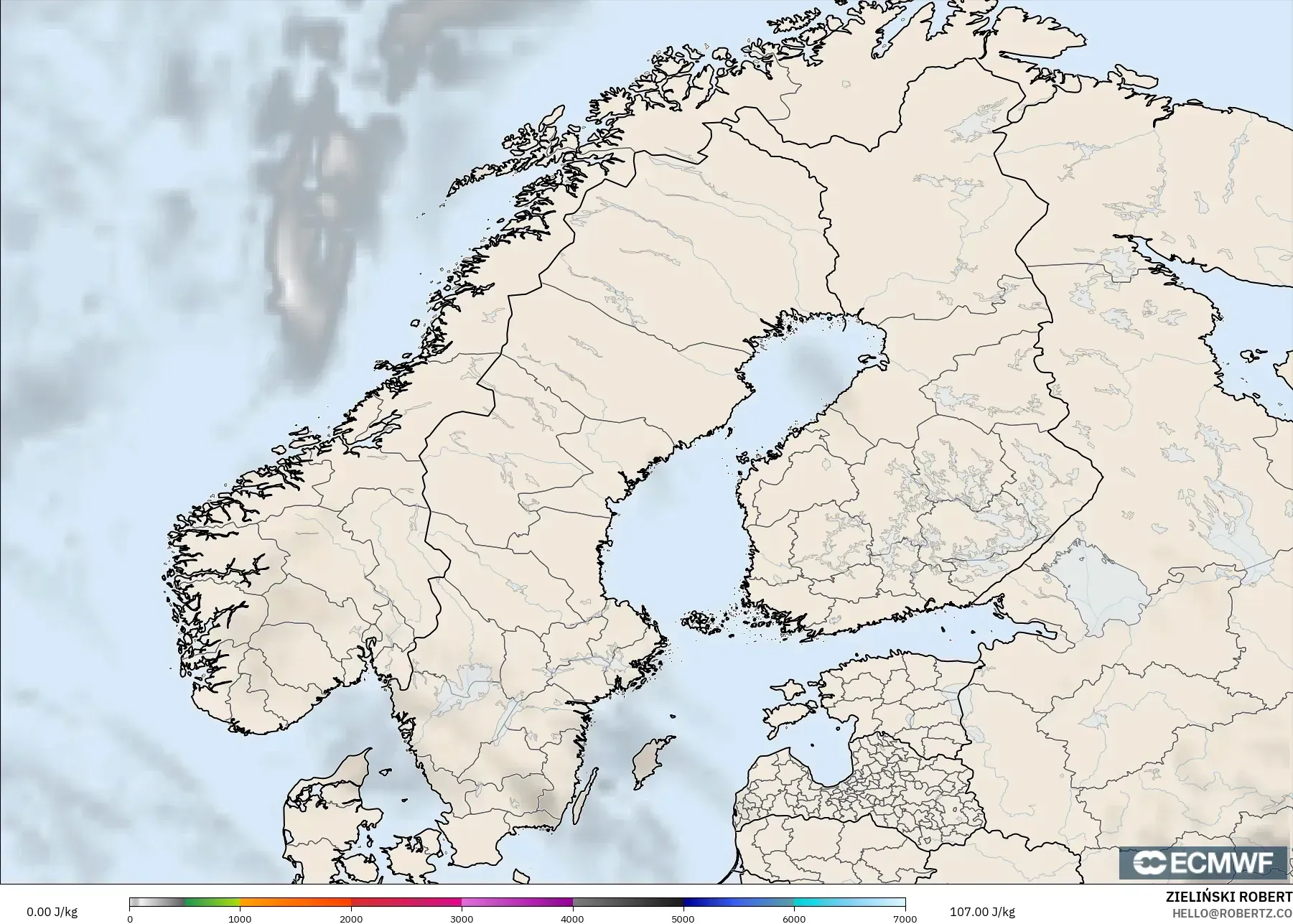 ECMWF IFS 0.25° نموذج - إسكندنافيا, CAPE
