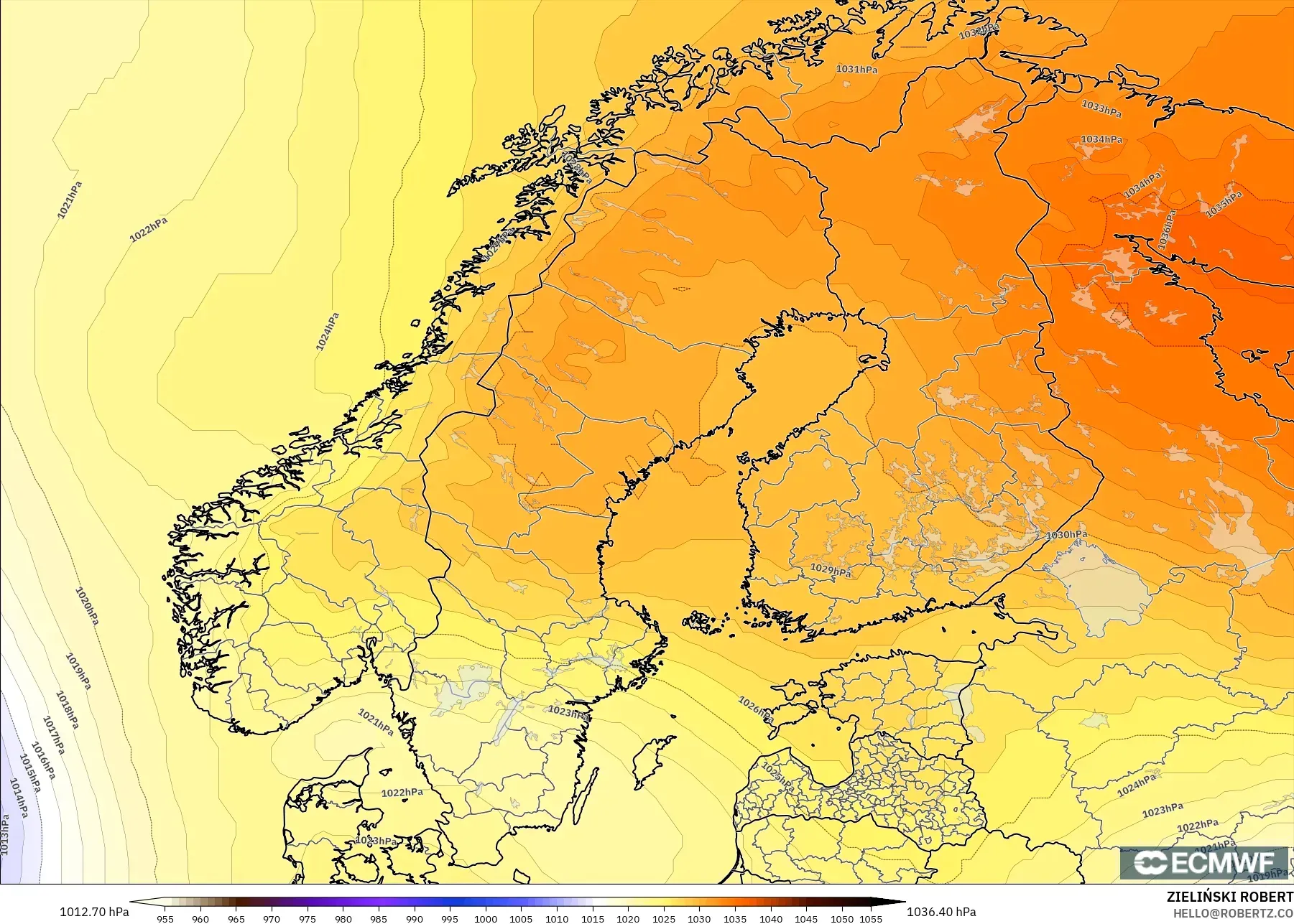 ECMWF IFS 0.25° نموذج - إسكندنافيا, الضغط