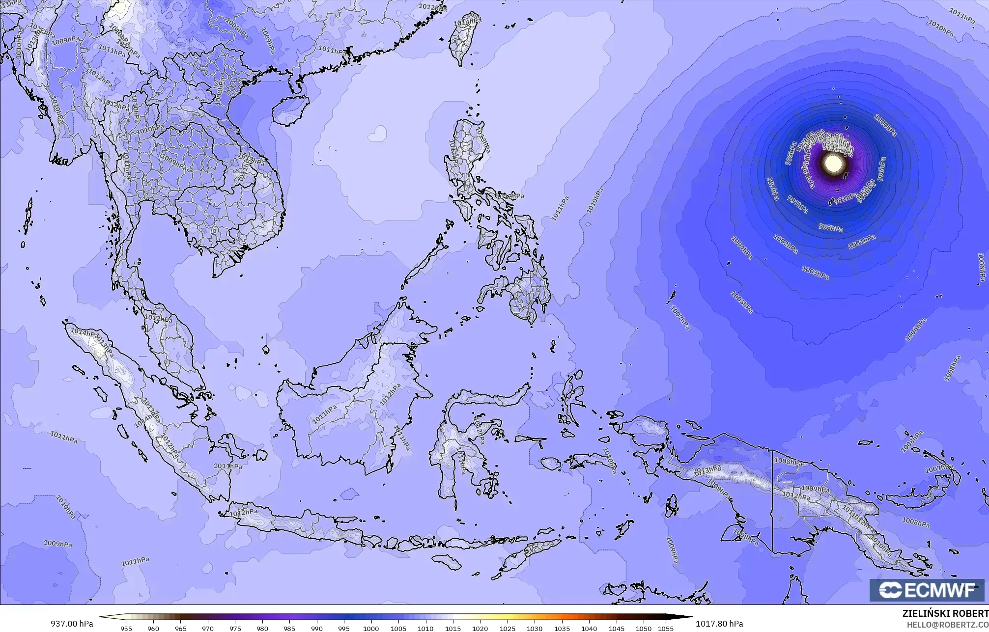 ECMWF IFS 0.25° نموذج - جنوب شرق آسيا, الضغط