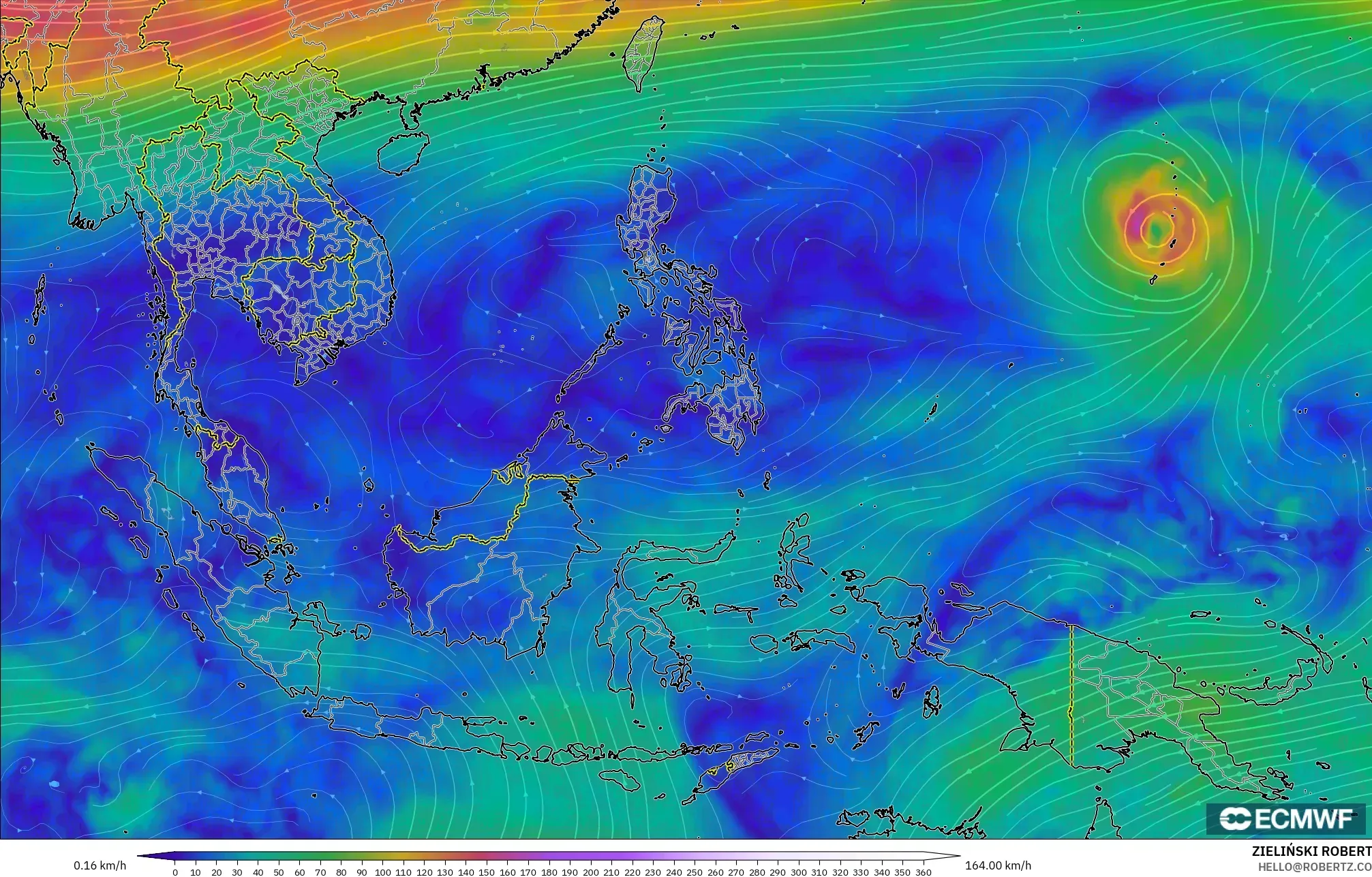 ECMWF IFS 0.25° نموذج - جنوب شرق آسيا, رياح 300 hPa (تيار نفاث)