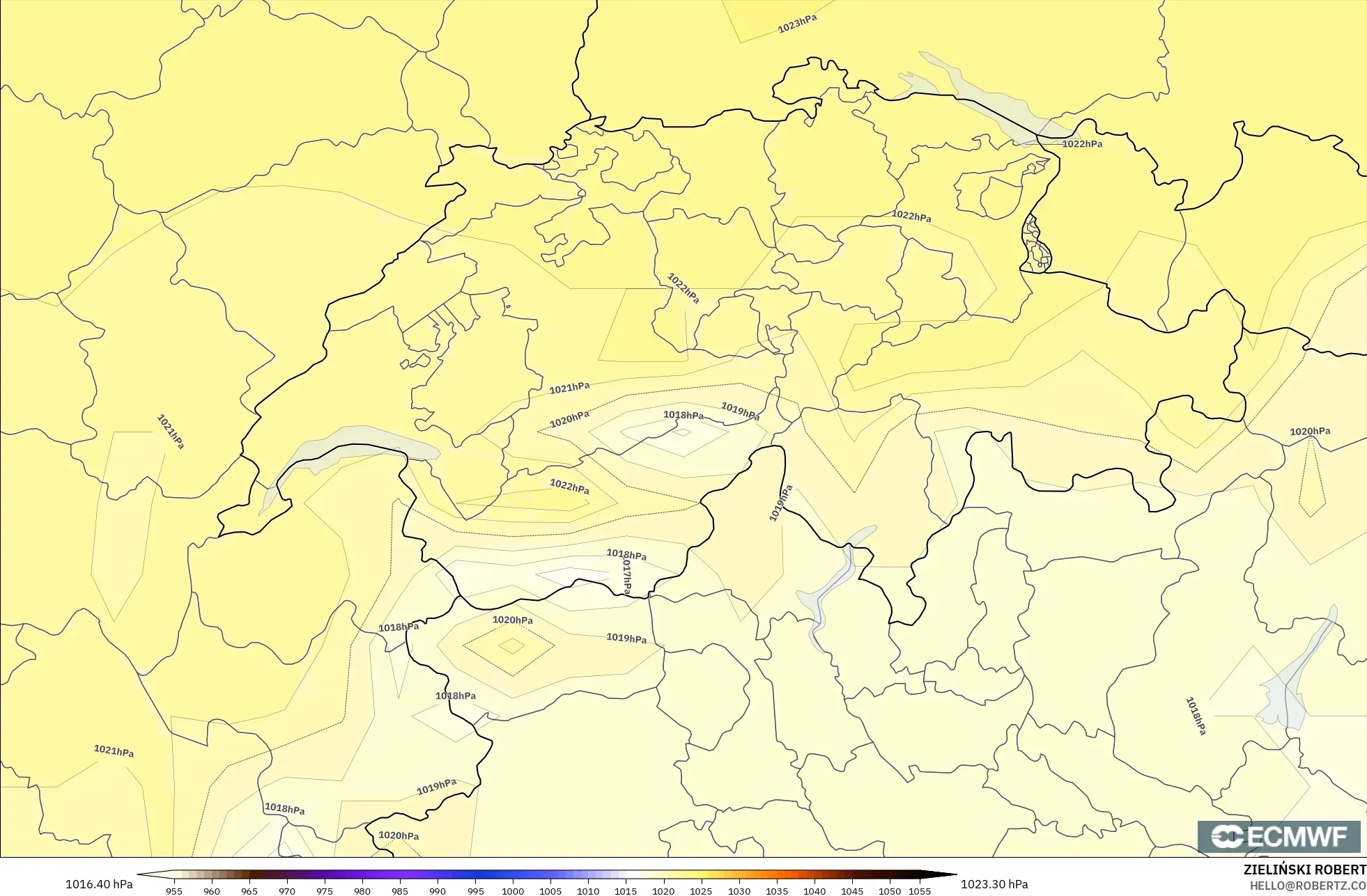 ECMWF IFS 0.25° نموذج - سويسرا, الضغط