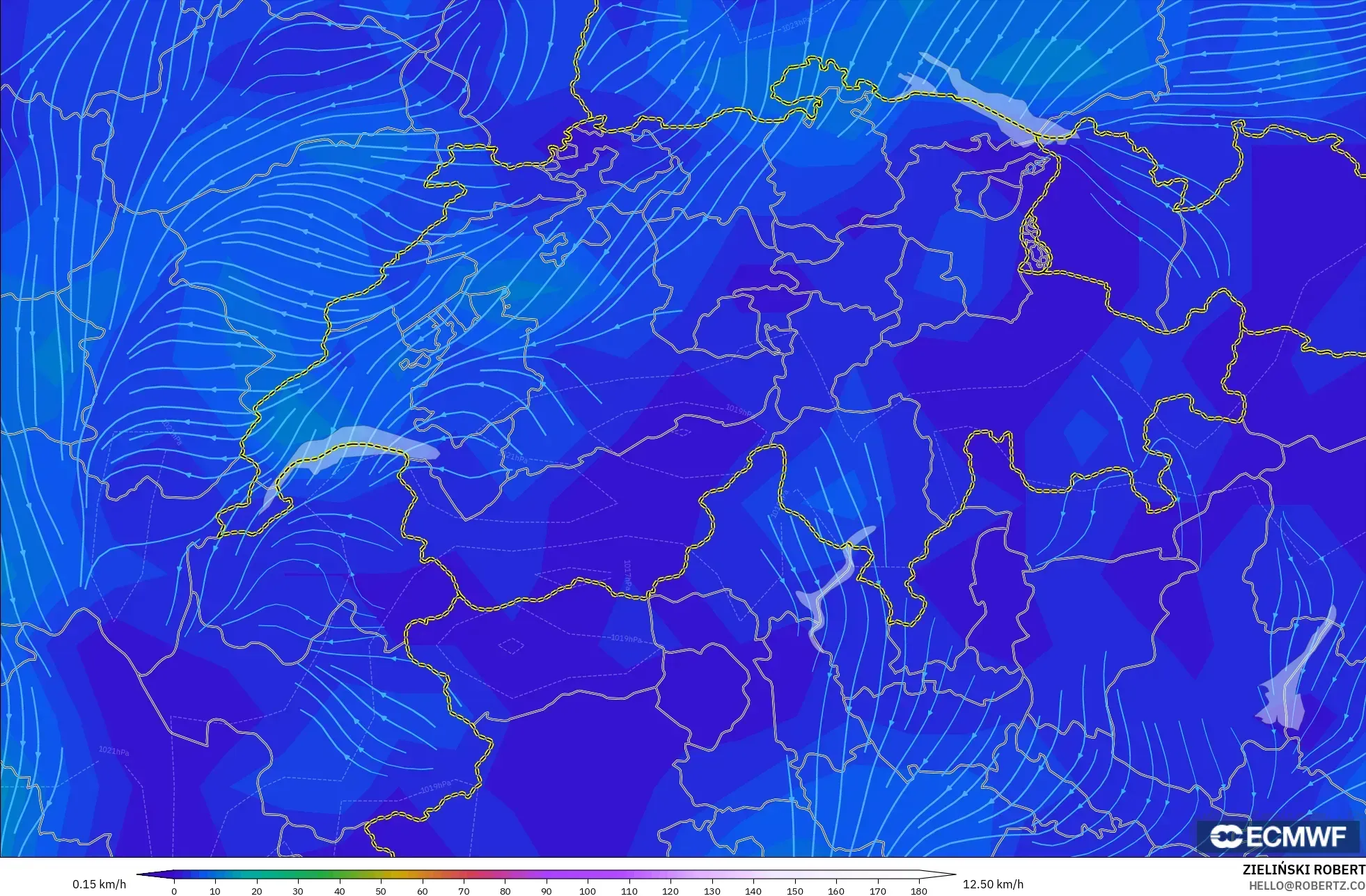 ECMWF IFS 0.25° نموذج - سويسرا, رياح 10 م