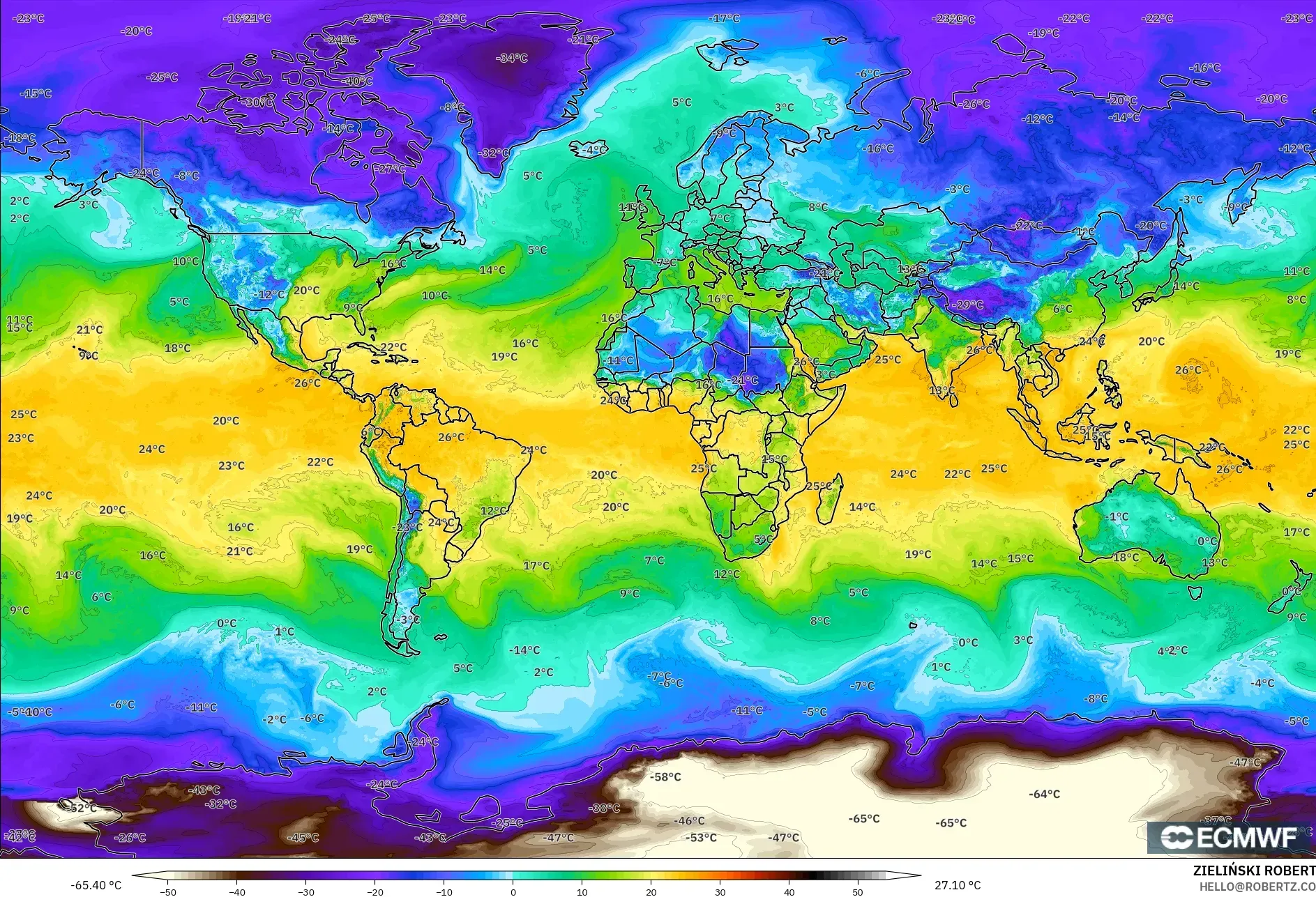 ECMWF IFS 0.25° نموذج - العالم, نقطة الندى 2 م