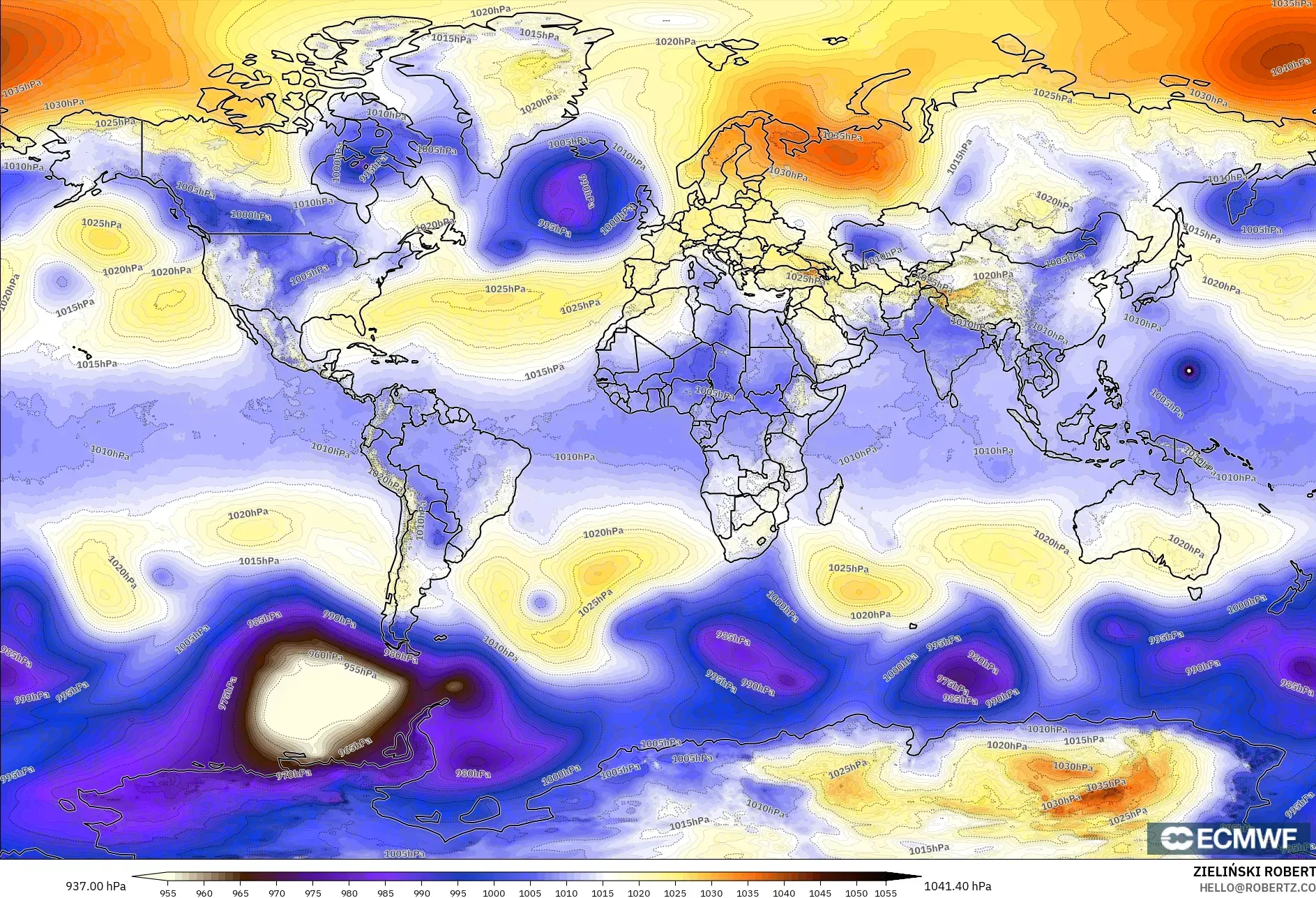 ECMWF IFS 0.25° نموذج - العالم, الضغط