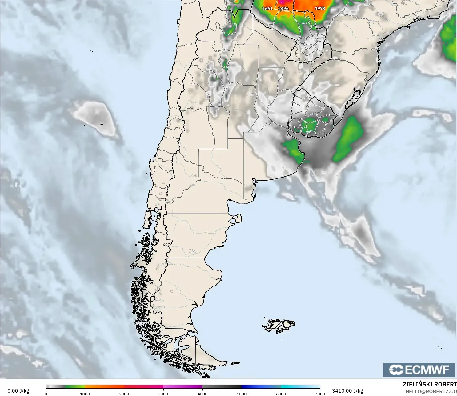 ECMWF IFS 0.25° نموذج - الأرجنتين, CAPE