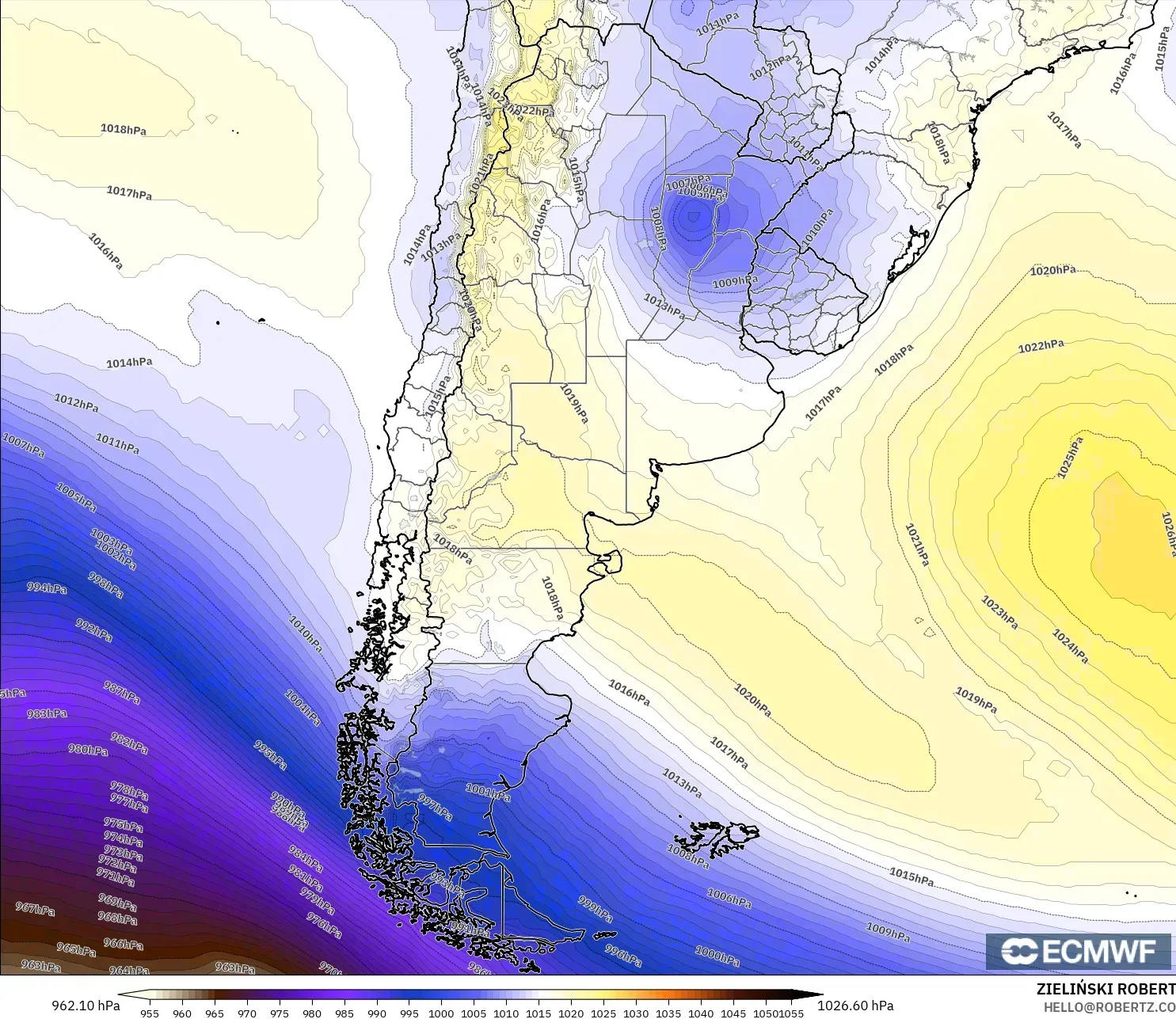 ECMWF IFS 0.25° نموذج - الأرجنتين, الضغط