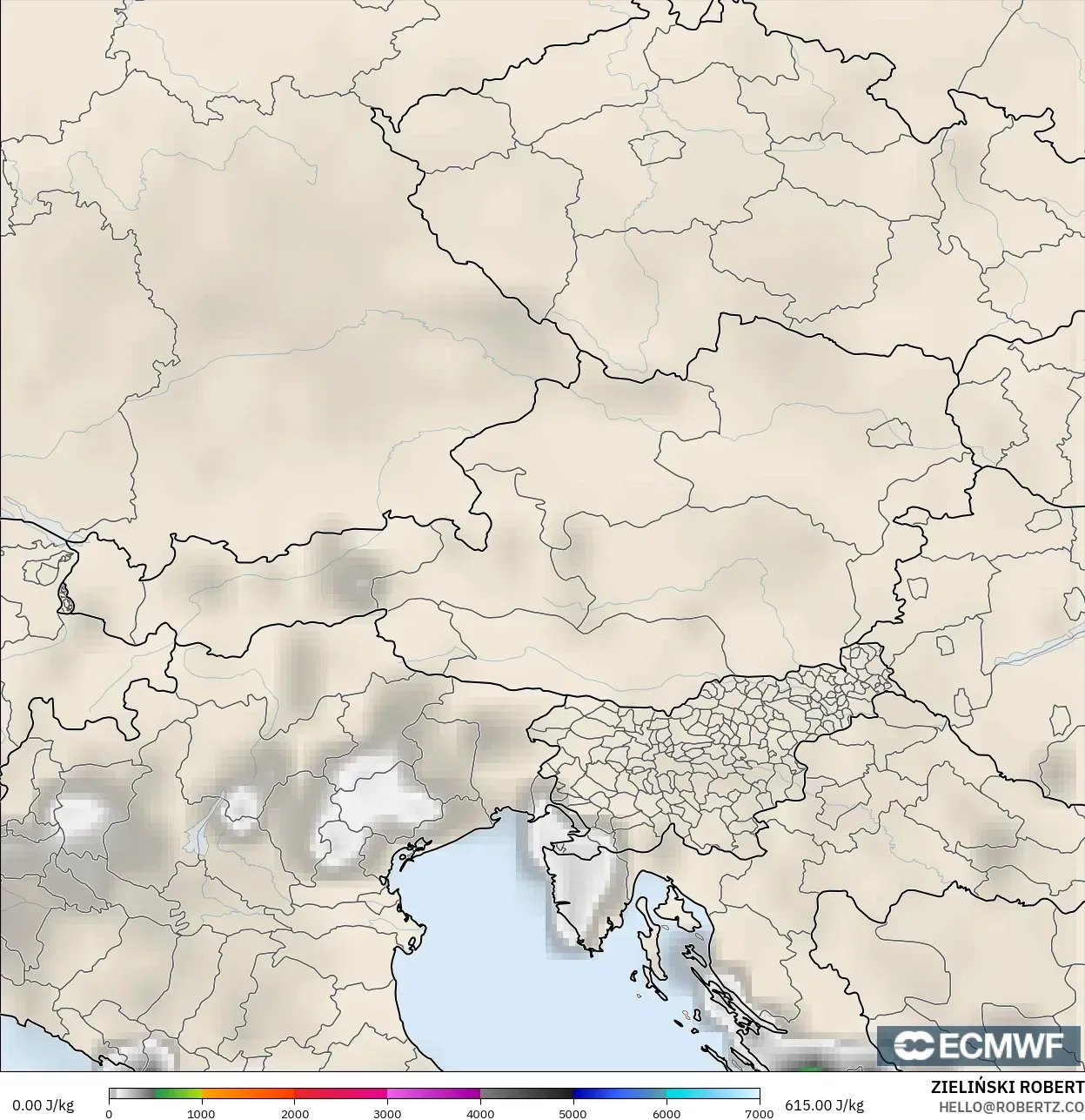 ECMWF IFS 0.25° نموذج - النمسا, CAPE