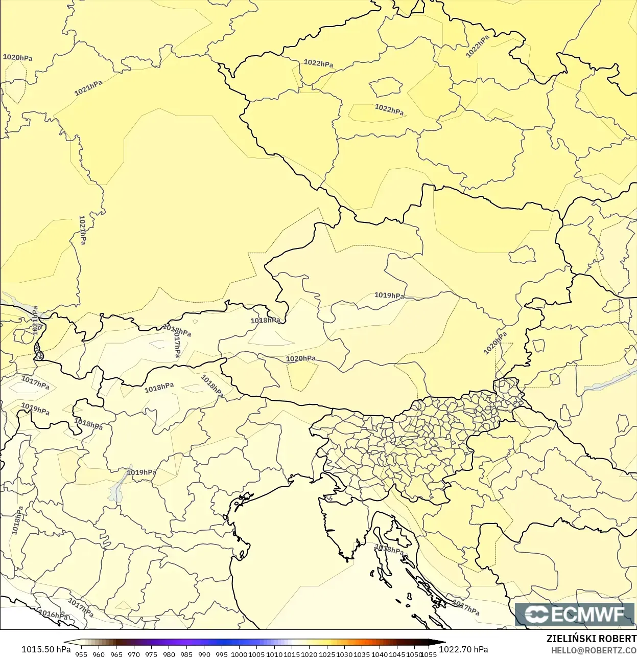 ECMWF IFS 0.25° نموذج - النمسا, الضغط
