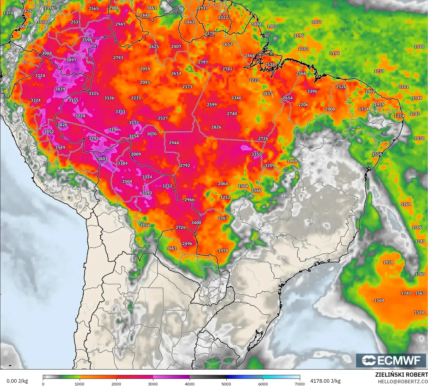 ECMWF IFS 0.25° نموذج - البرازيل, CAPE