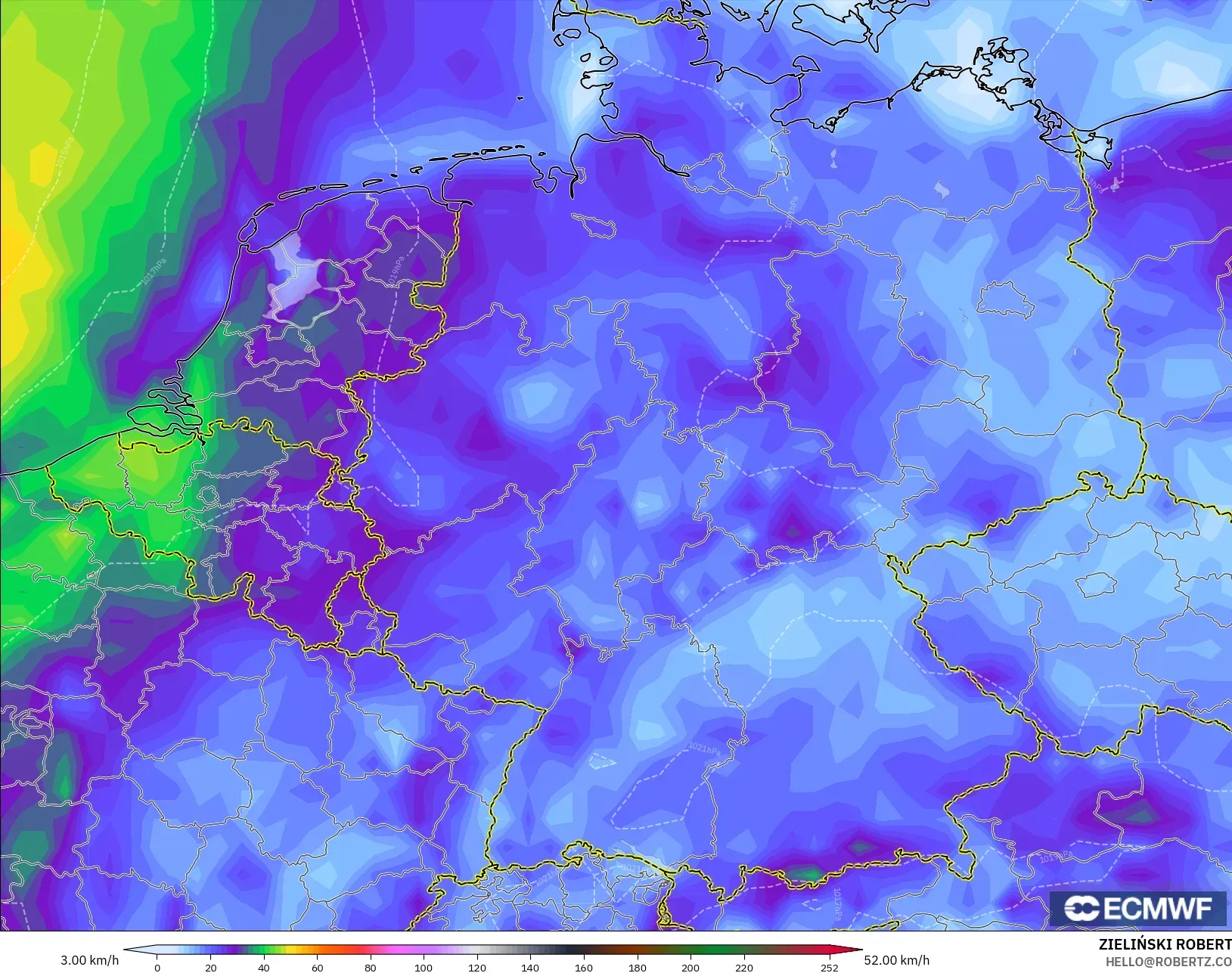 ECMWF IFS 0.25° نموذج - ألمانيا, أقصى هبة