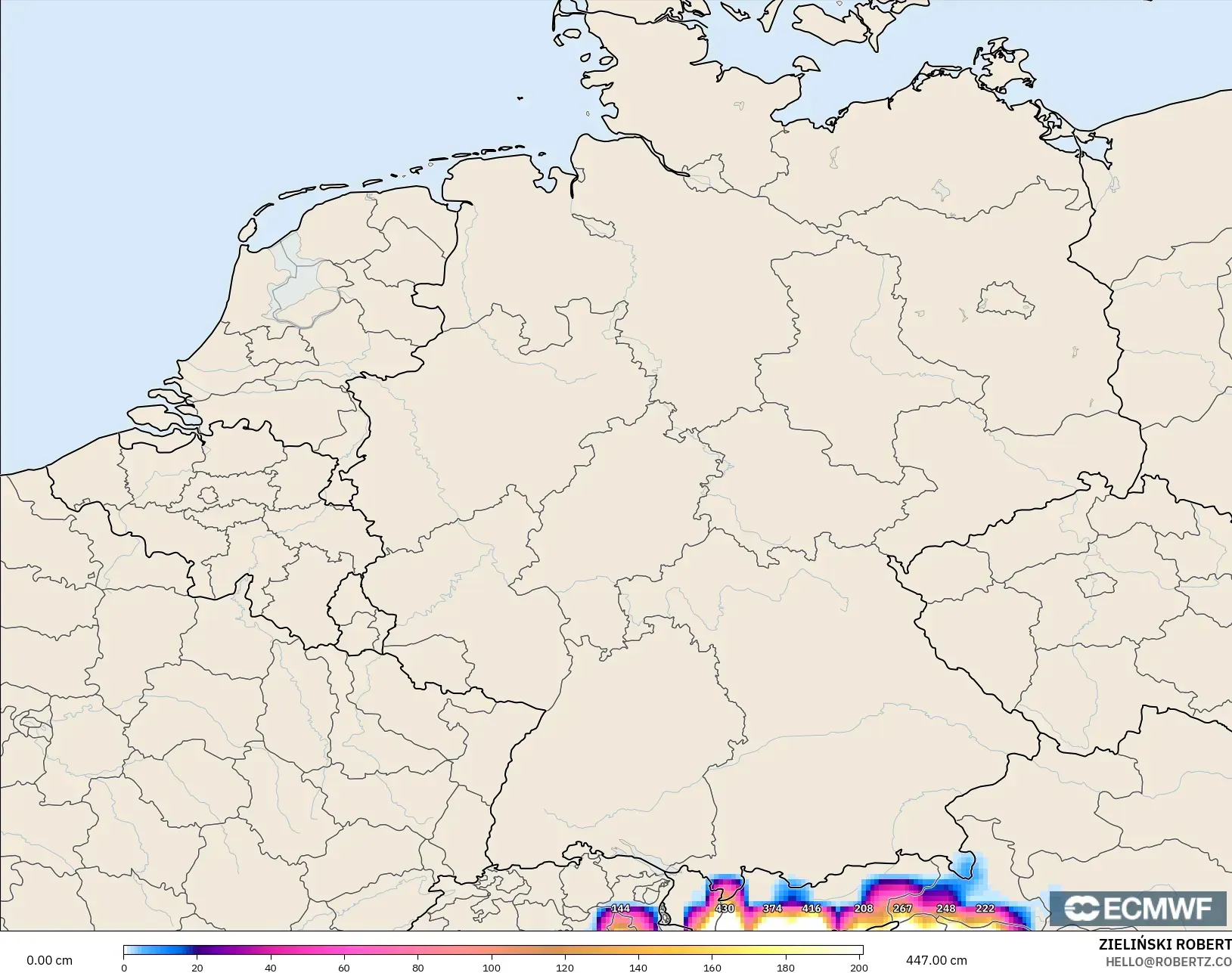 ECMWF IFS 0.25° نموذج - ألمانيا, عمق الثلج