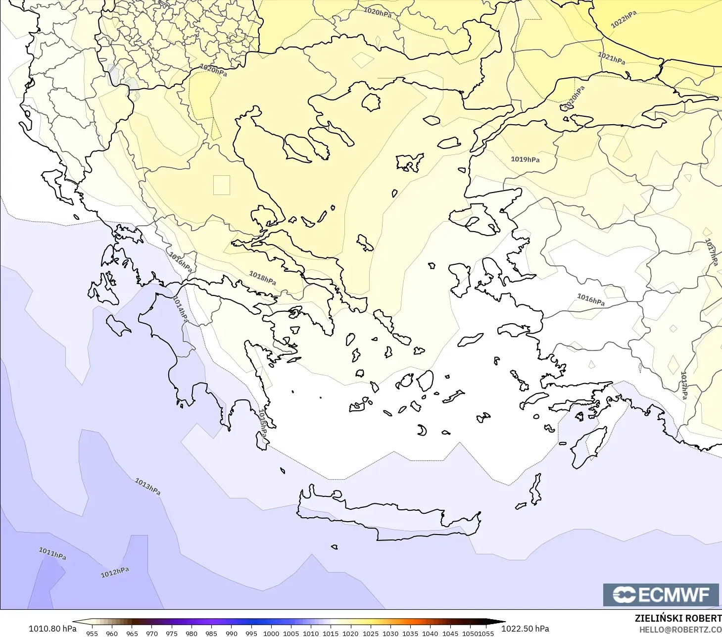 ECMWF IFS 0.25° نموذج - اليونان, الضغط