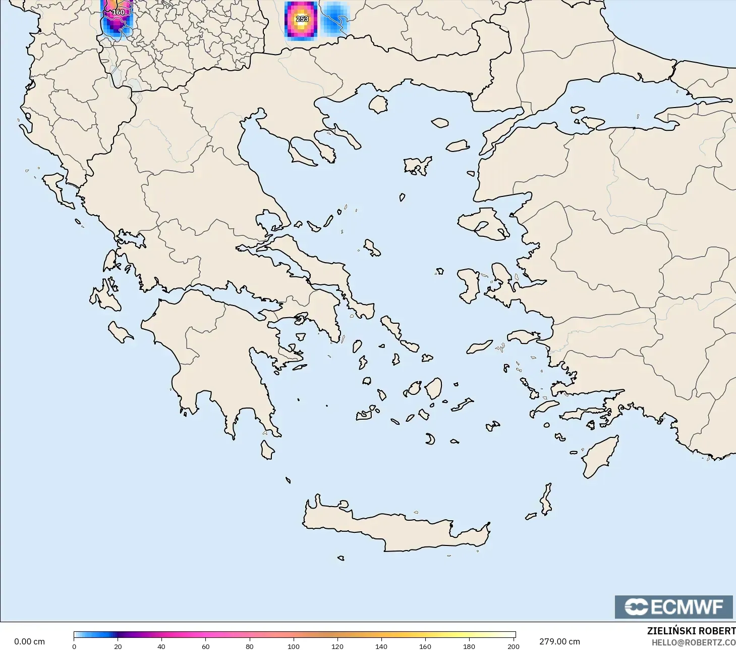 ECMWF IFS 0.25° نموذج - اليونان, عمق الثلج