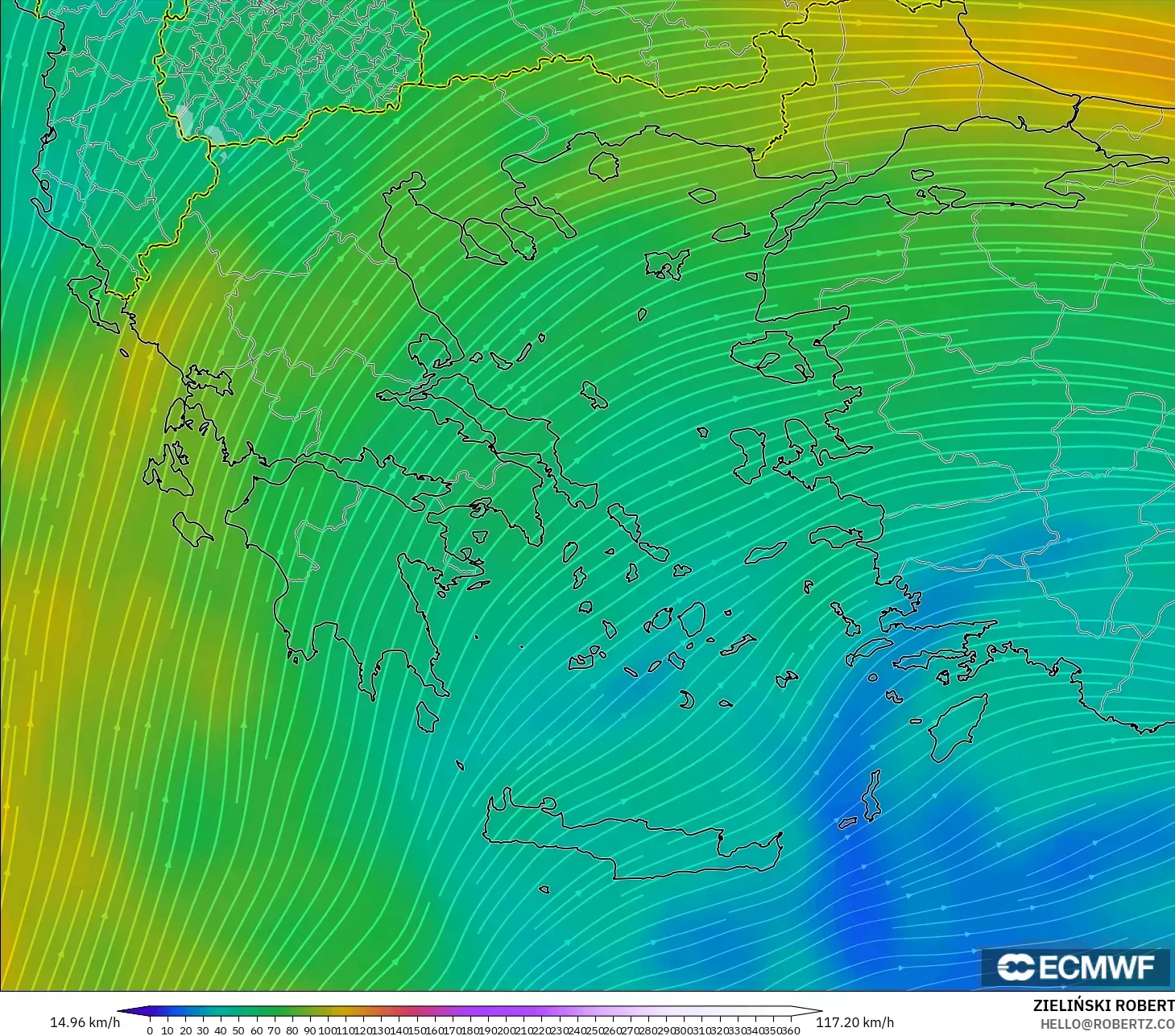 ECMWF IFS 0.25° نموذج - اليونان, رياح 300 hPa (تيار نفاث)