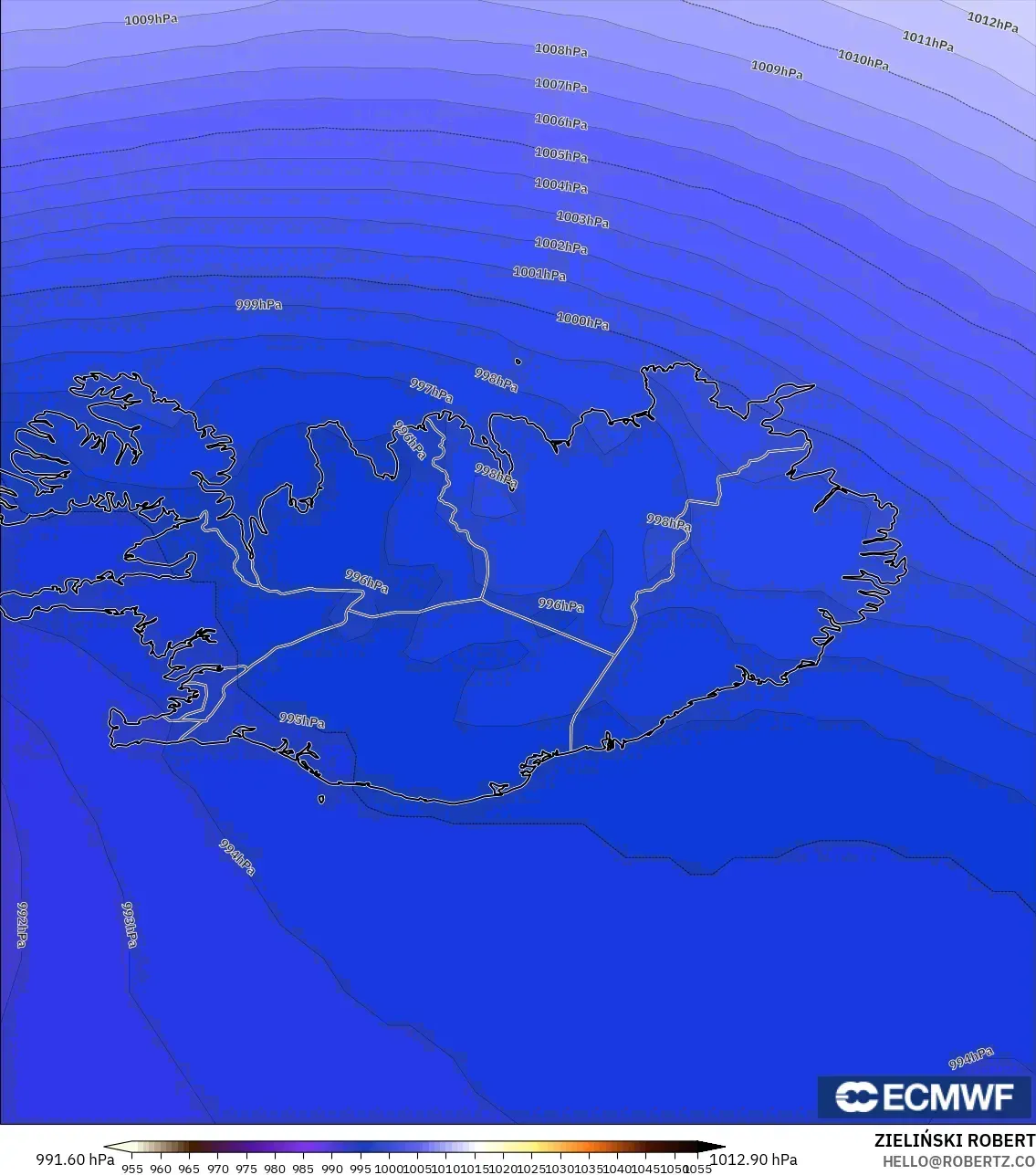 ECMWF IFS 0.25° نموذج - آيسلندا, الضغط