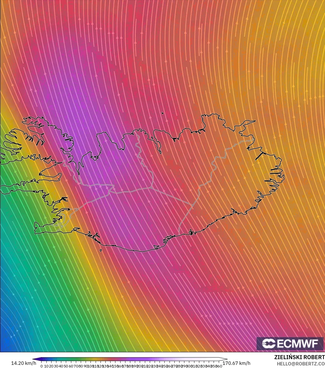 ECMWF IFS 0.25° نموذج - آيسلندا, رياح 300 hPa (تيار نفاث)