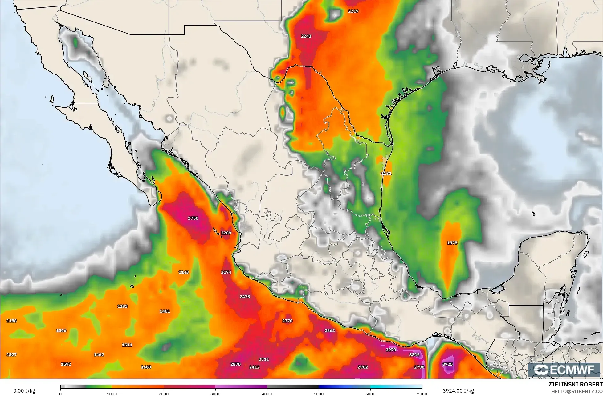 ECMWF IFS 0.25° نموذج - المكسيك, CAPE
