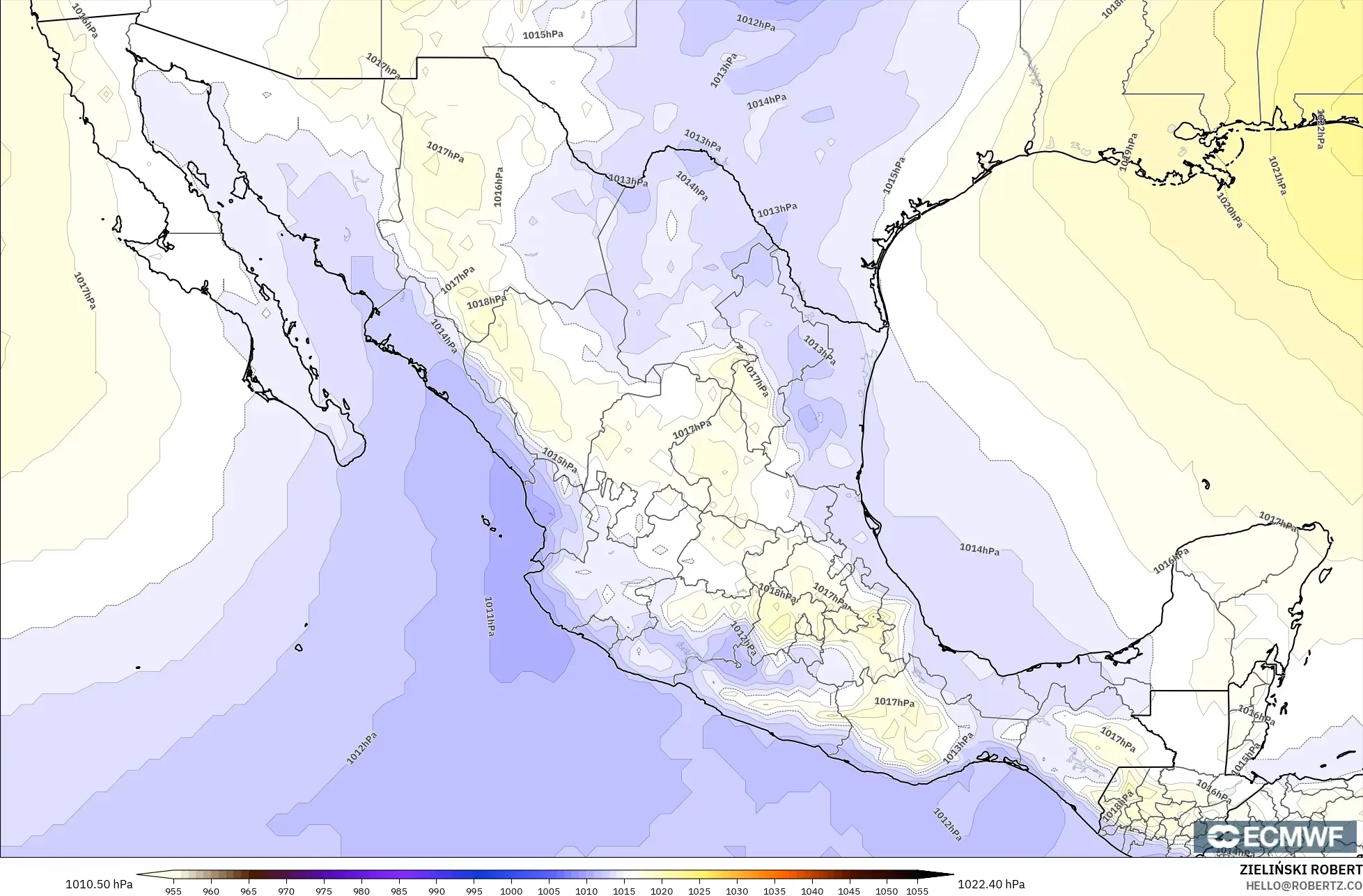 ECMWF IFS 0.25° نموذج - المكسيك, الضغط