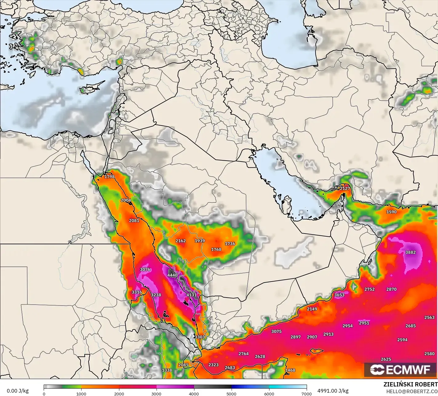 ECMWF IFS 0.25° نموذج - الشرق الأوسط, CAPE