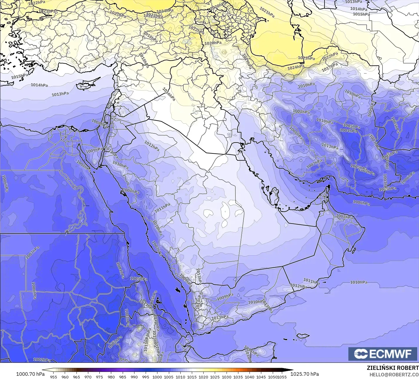ECMWF IFS 0.25° نموذج - الشرق الأوسط, الضغط