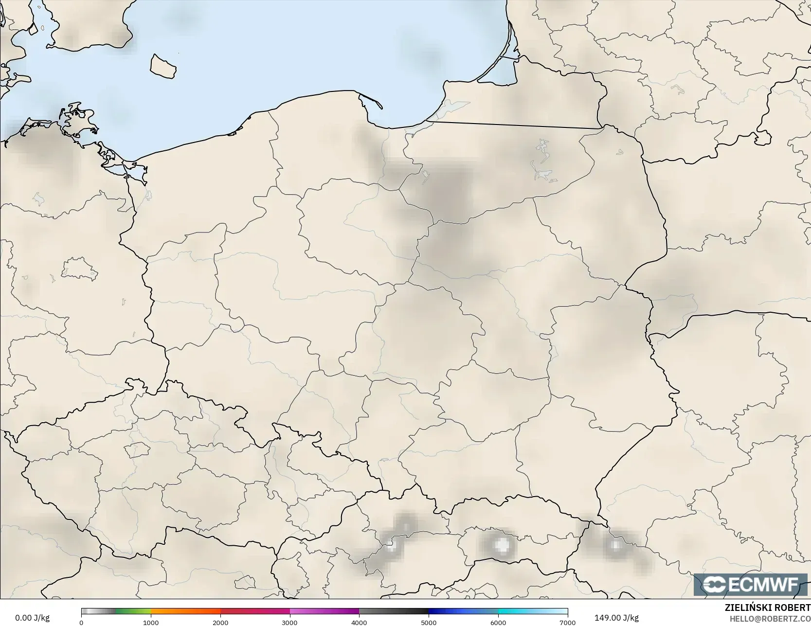 ECMWF IFS 0.25° نموذج - بولندا, CAPE