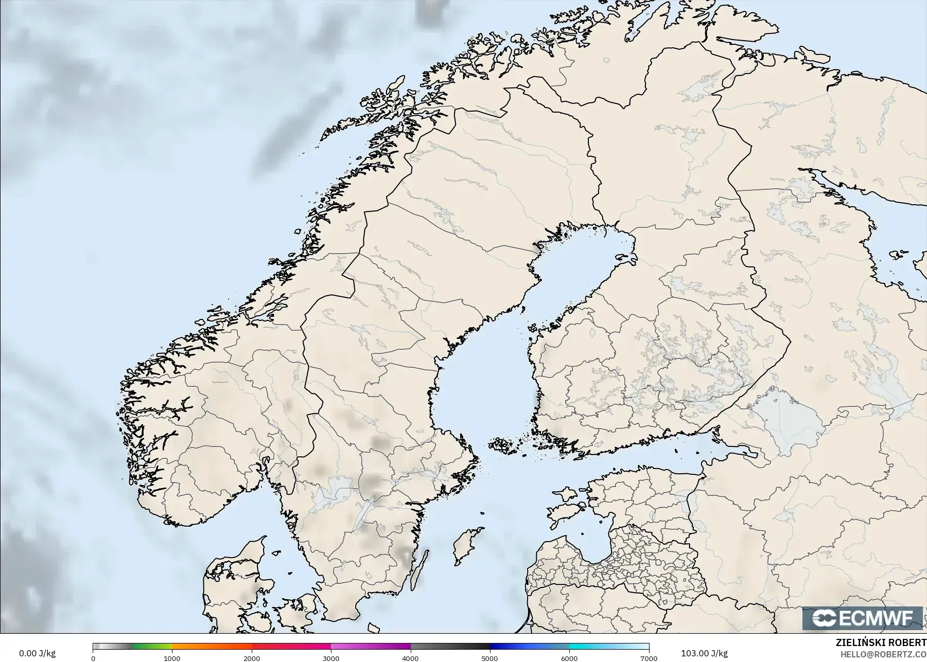 ECMWF IFS 0.25° نموذج - إسكندنافيا, CAPE