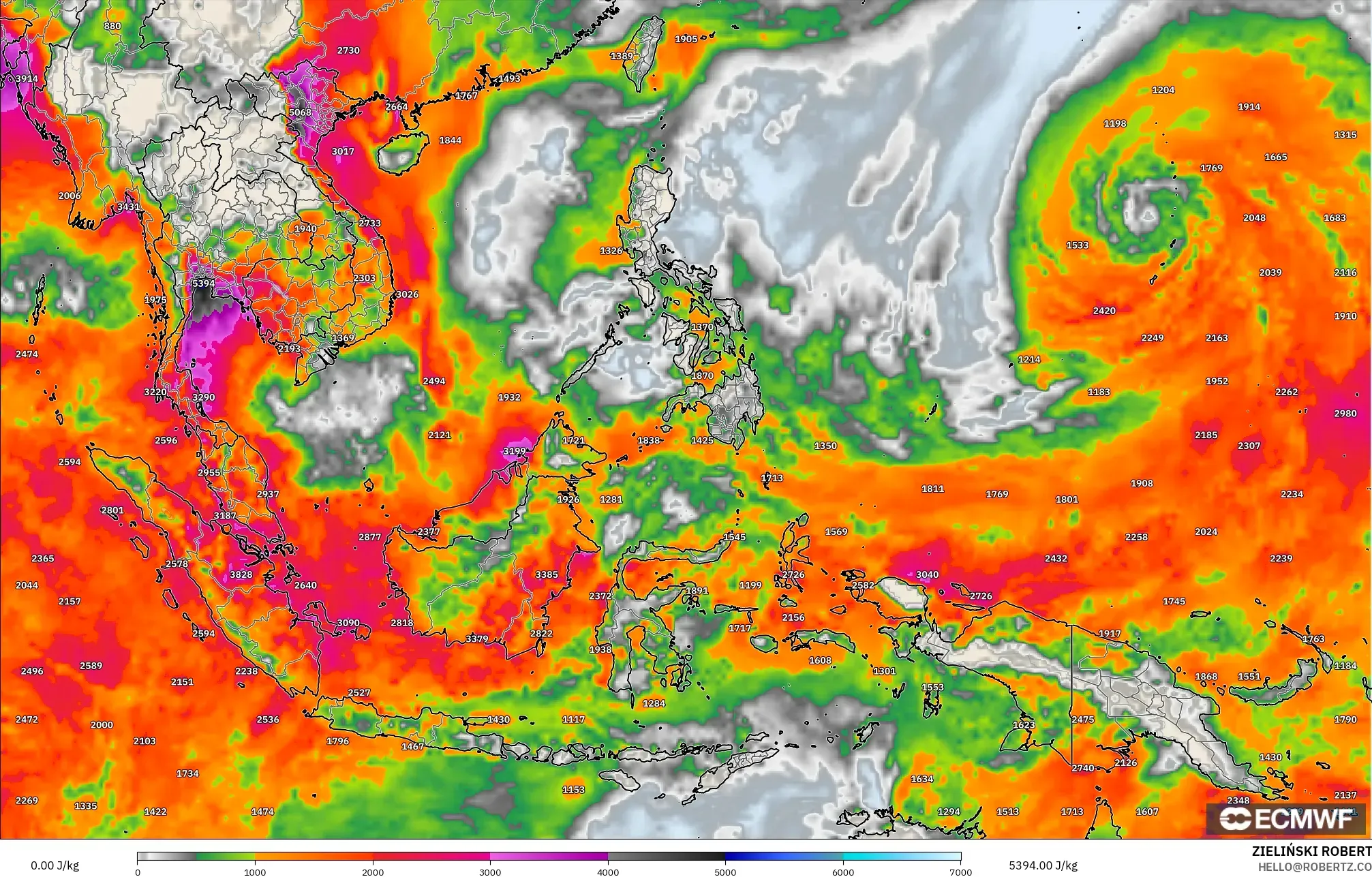 ECMWF IFS 0.25° نموذج - جنوب شرق آسيا, CAPE