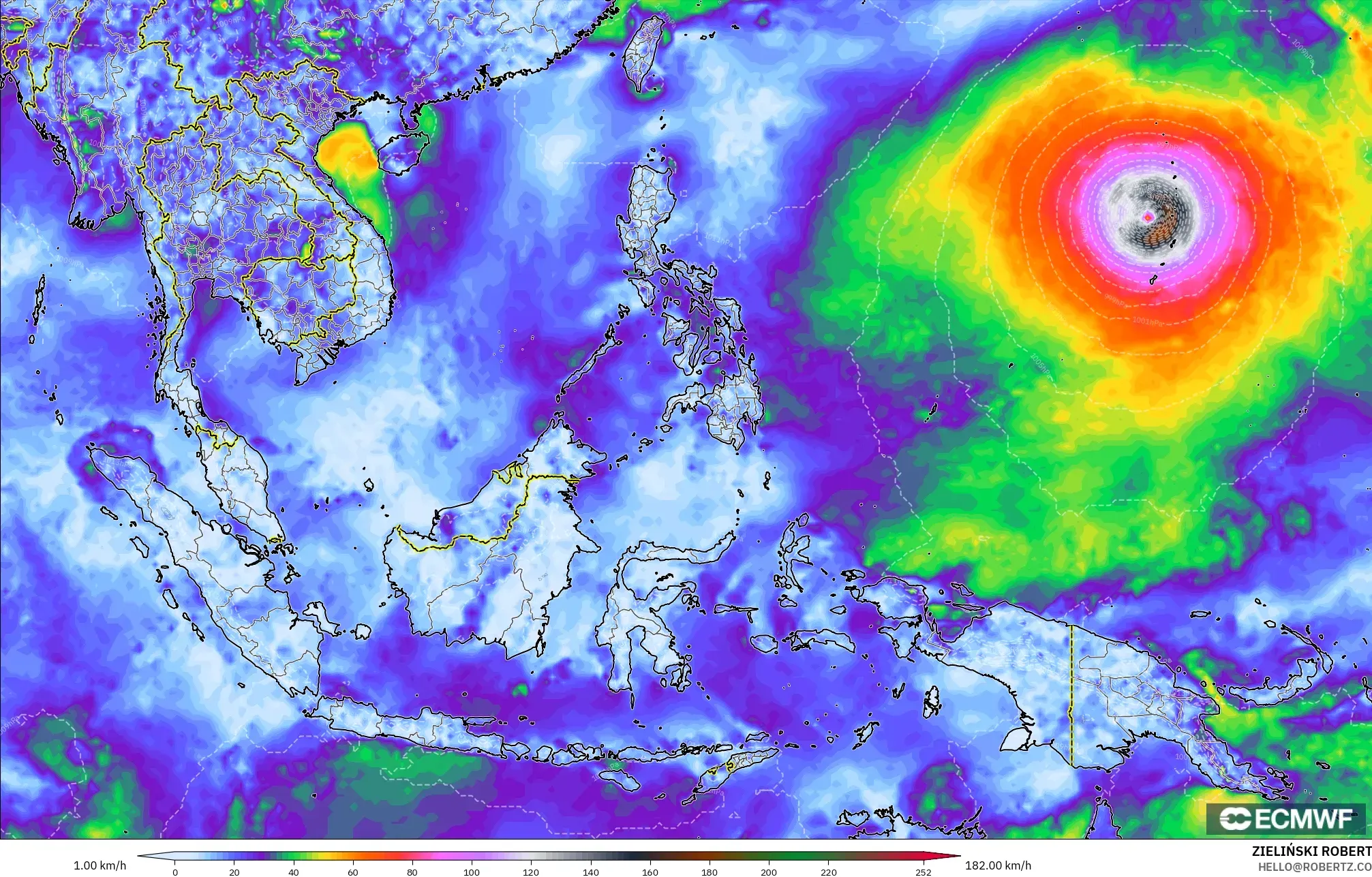 ECMWF IFS 0.25° نموذج - جنوب شرق آسيا, أقصى هبة
