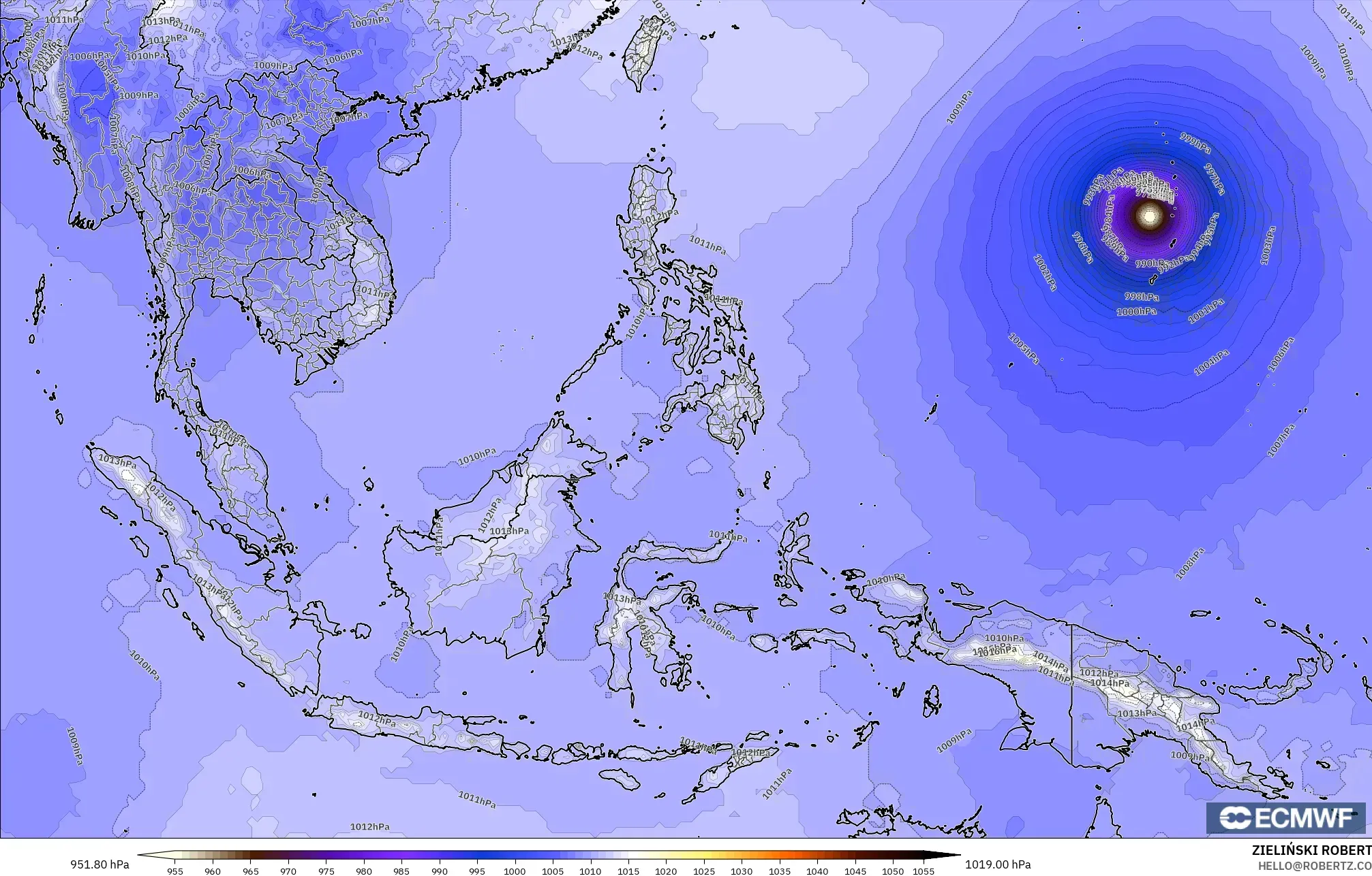 ECMWF IFS 0.25° نموذج - جنوب شرق آسيا, الضغط