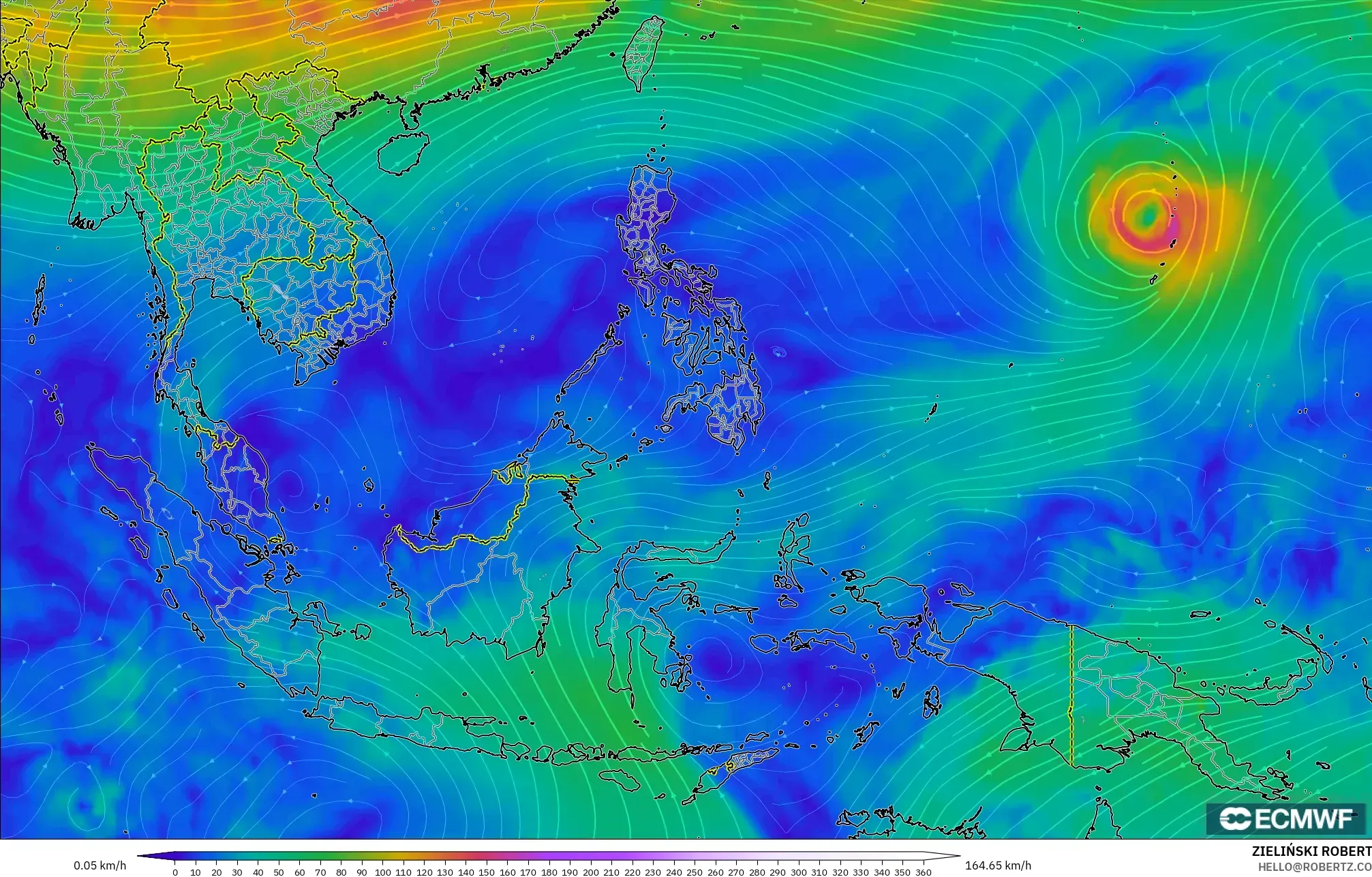 ECMWF IFS 0.25° نموذج - جنوب شرق آسيا, رياح 300 hPa (تيار نفاث)
