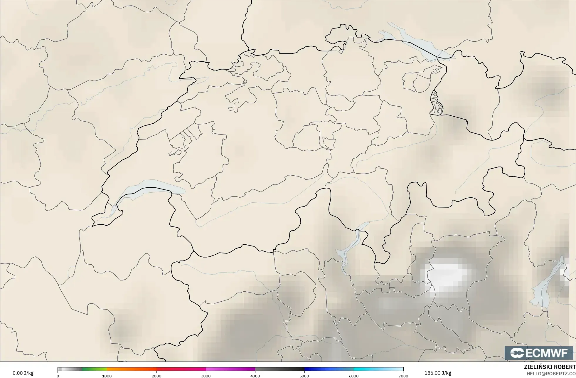 ECMWF IFS 0.25° نموذج - سويسرا, CAPE