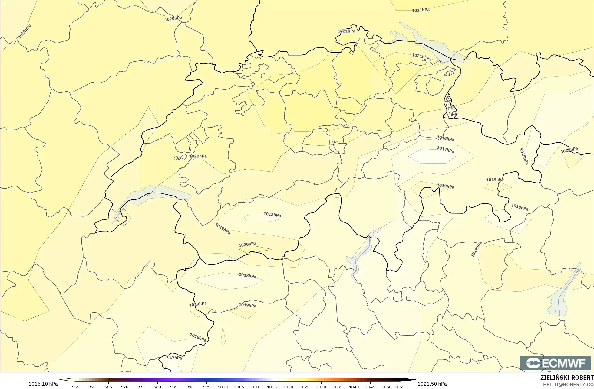 ECMWF IFS 0.25° نموذج - سويسرا, الضغط