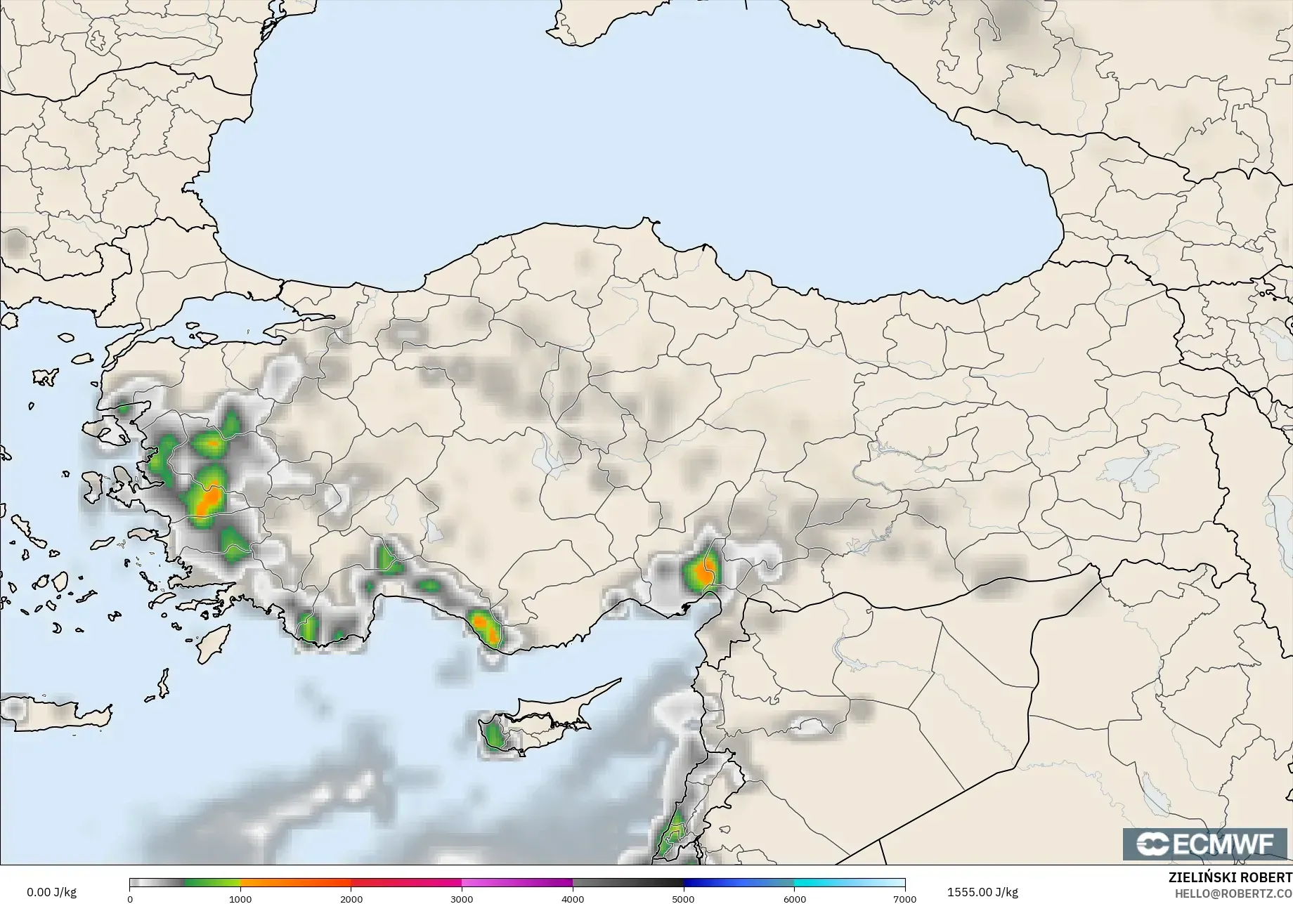 ECMWF IFS 0.25° نموذج - تركيا, CAPE