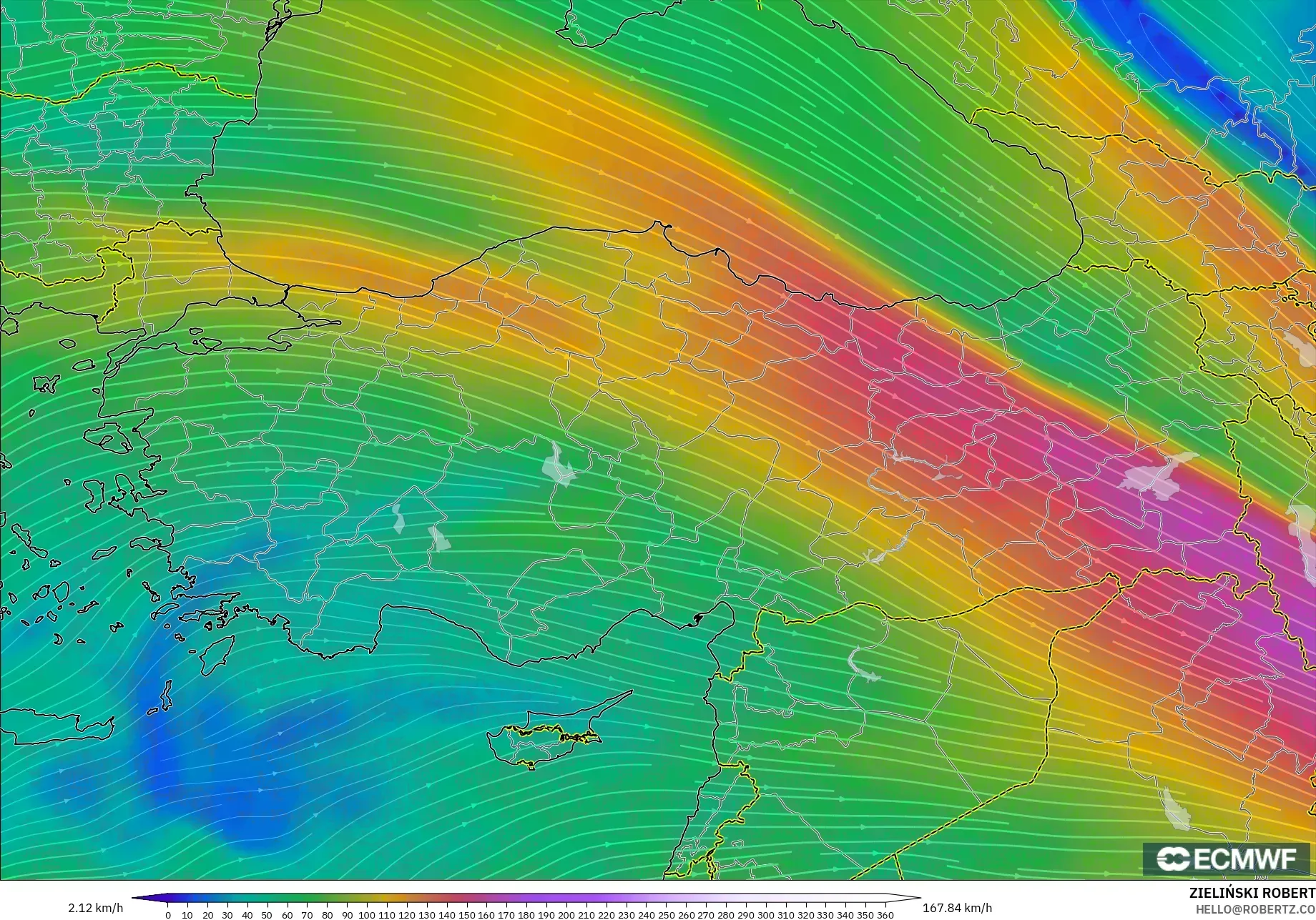 ECMWF IFS 0.25° نموذج - تركيا, رياح 300 hPa (تيار نفاث)