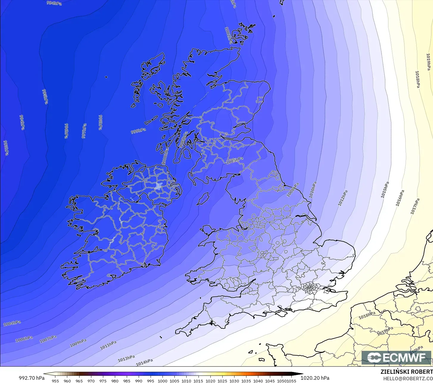 ECMWF IFS 0.25° نموذج - المملكة المتحدة, الضغط
