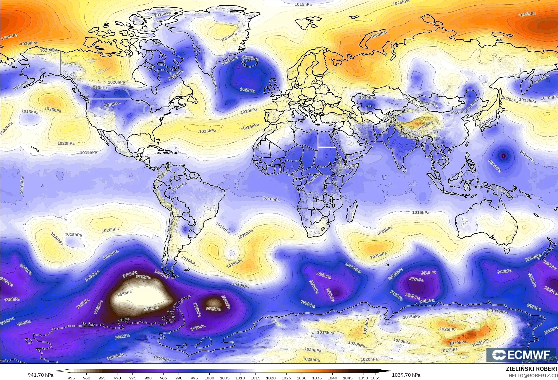 ECMWF IFS 0.25° نموذج - العالم, الضغط