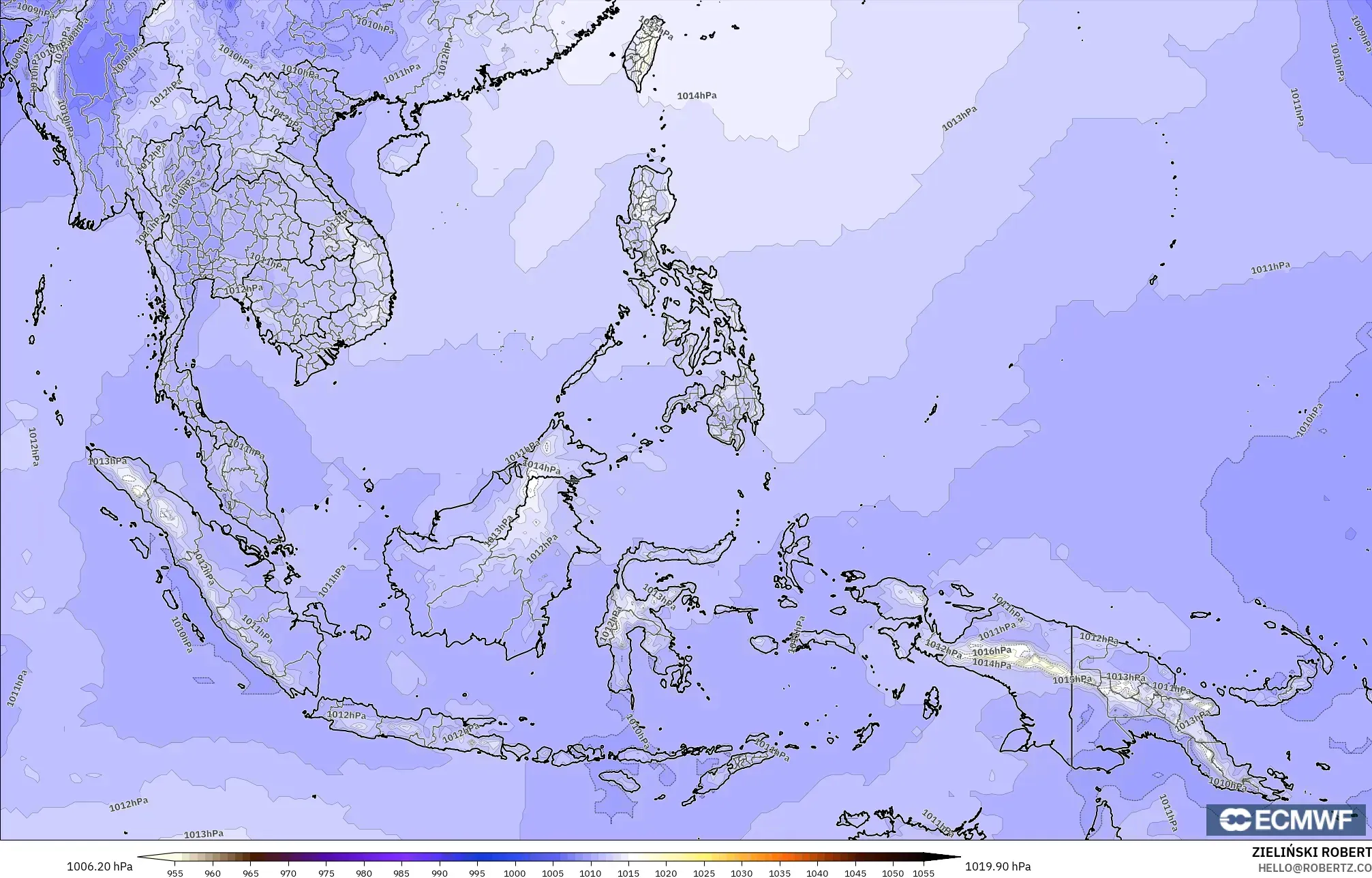 ECMWF IFS 0.25° model - South East Asia, Pressure